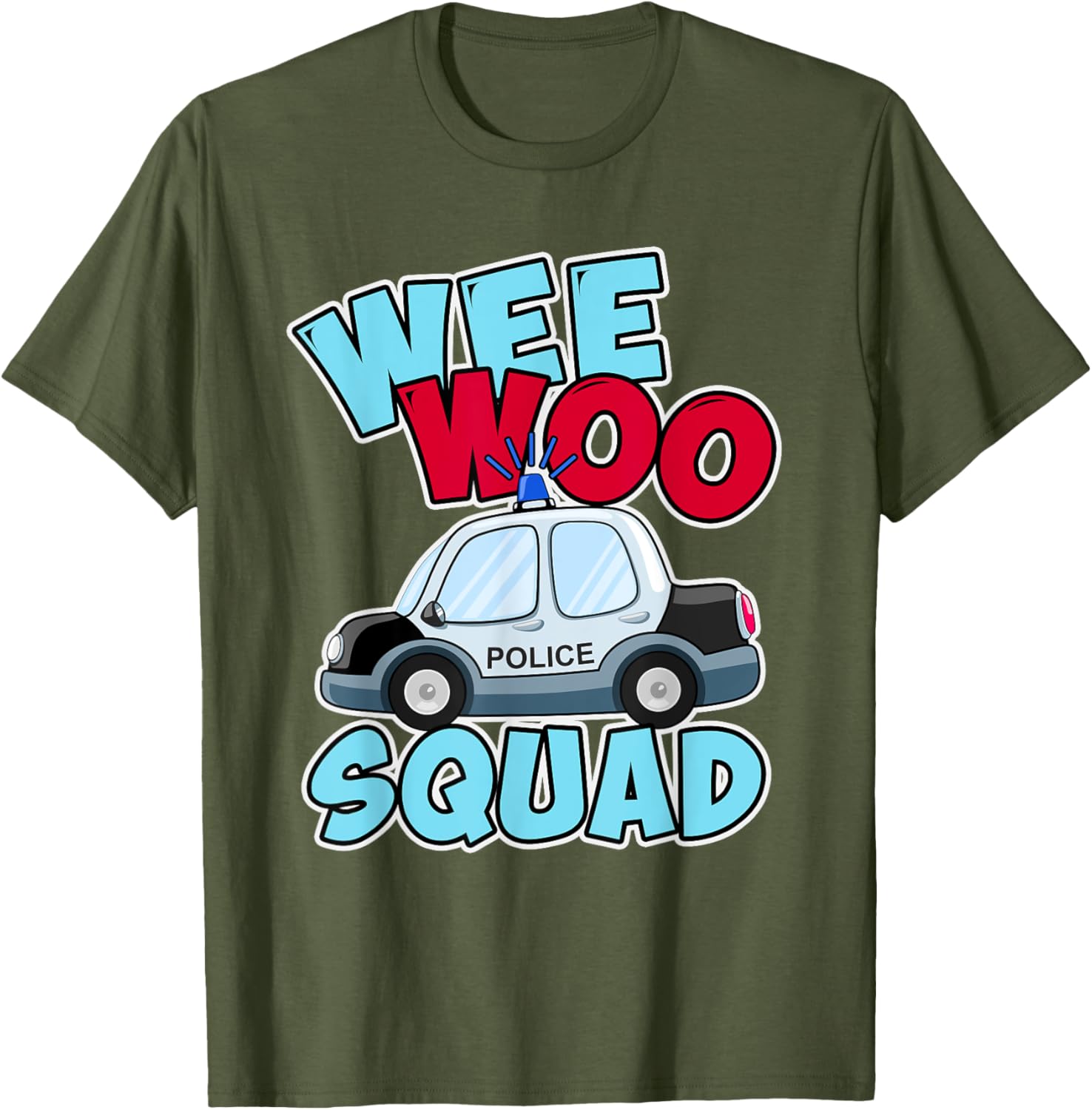 Wee Woo Squad Police Car T-Shirt for Kids - Fun Policeman Design - 25