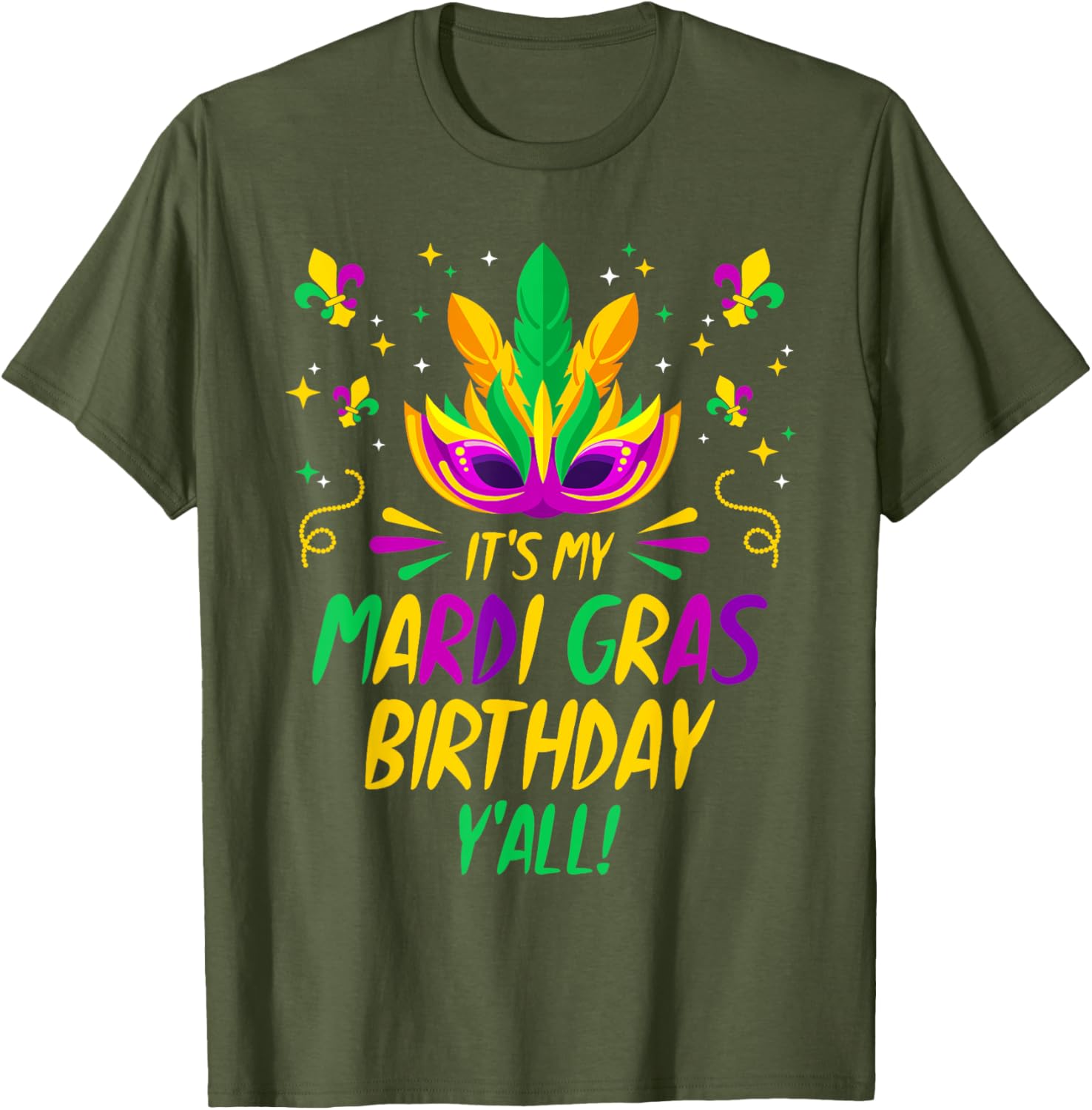 Mardi Gras Birthday T-Shirt Fun Celebration Outfit for Birthday Party - 16