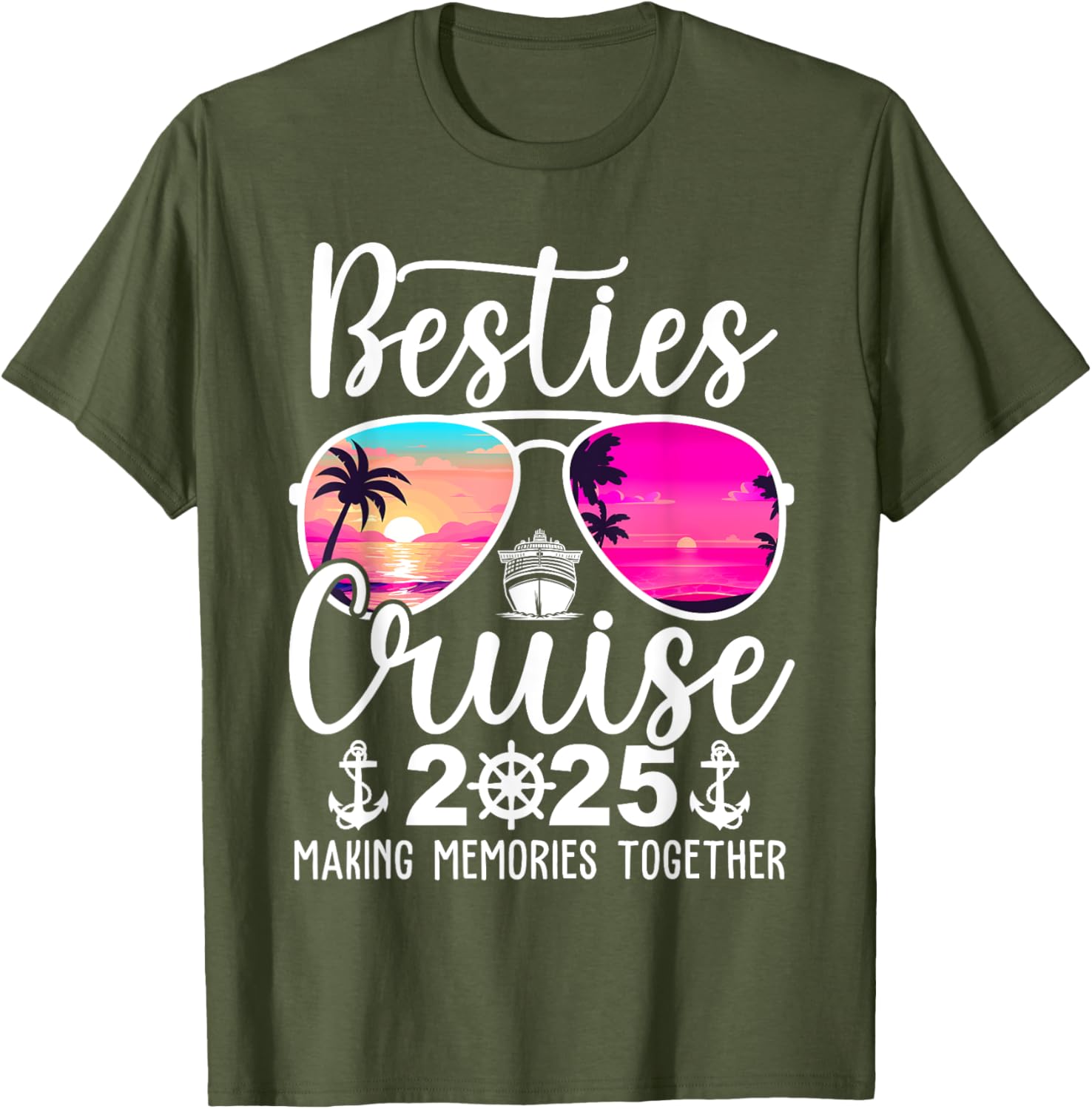 Besties Cruise 2025 Summer Vacation T-Shirt for Fun Travel Memories - 16