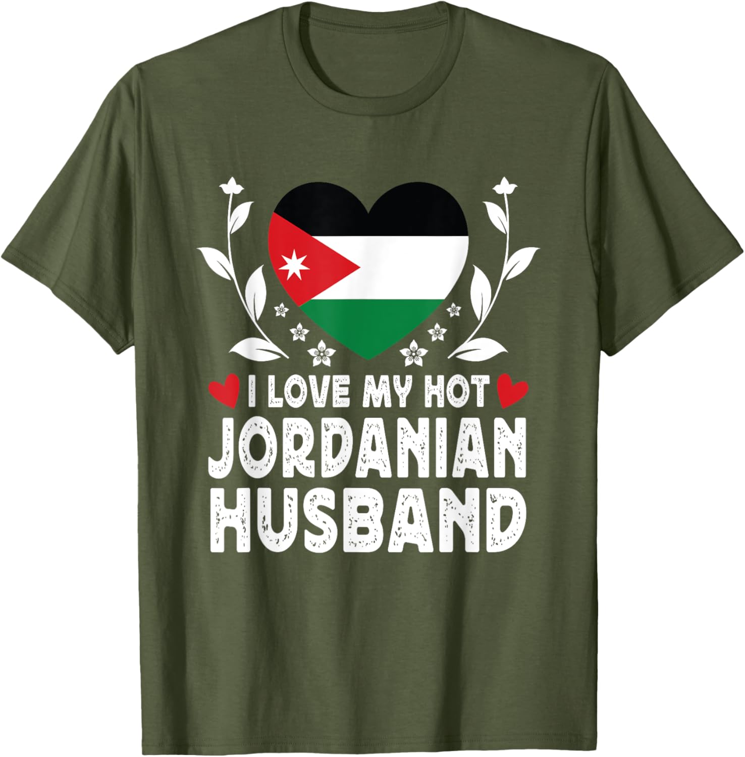 I Love My Hot Jordanian Husband T-Shirt with Jordan Flag Design - 6