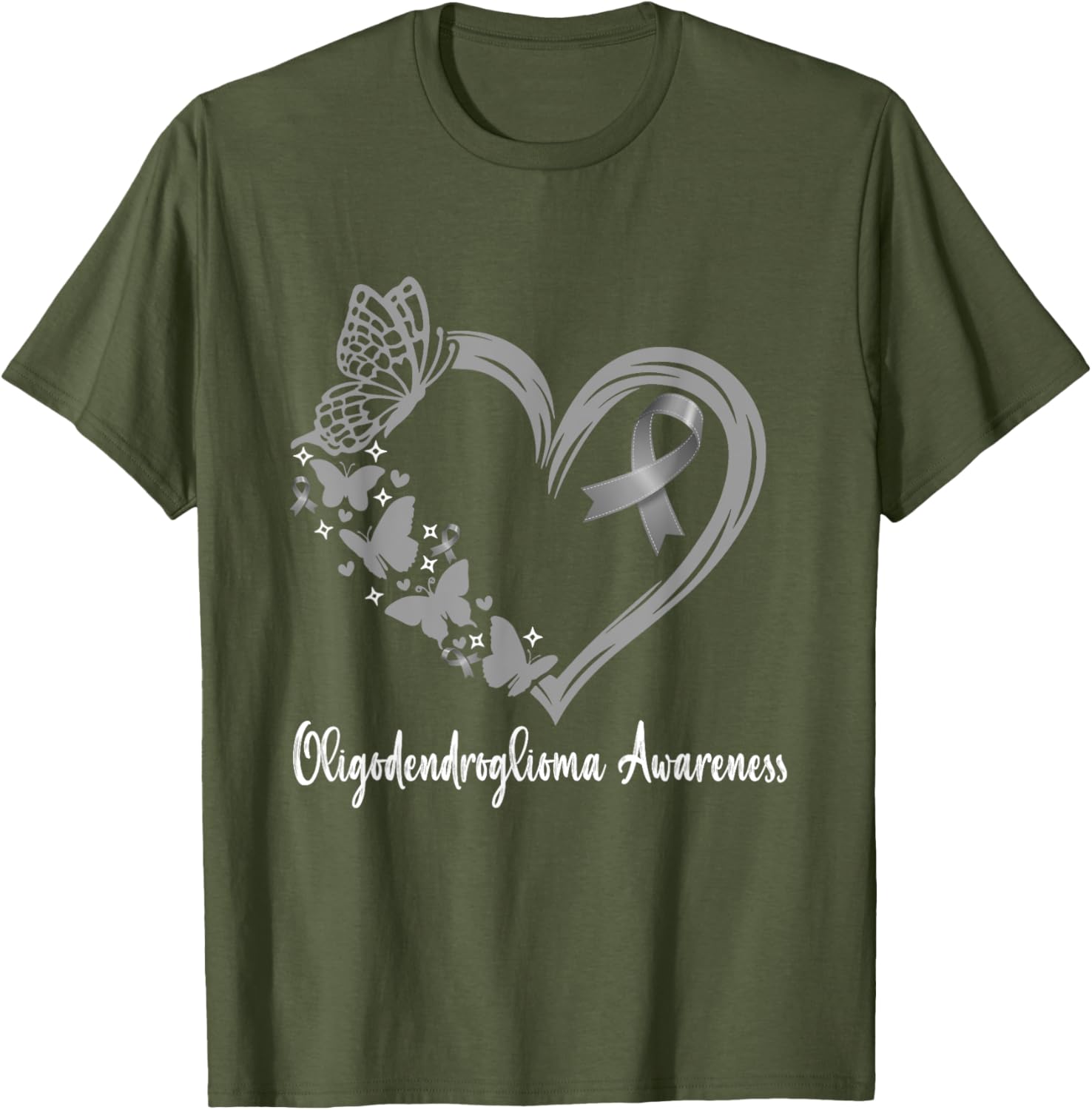 Oligodendroglioma Awareness Warrior Heart T-Shirt for Support & Unity - 13