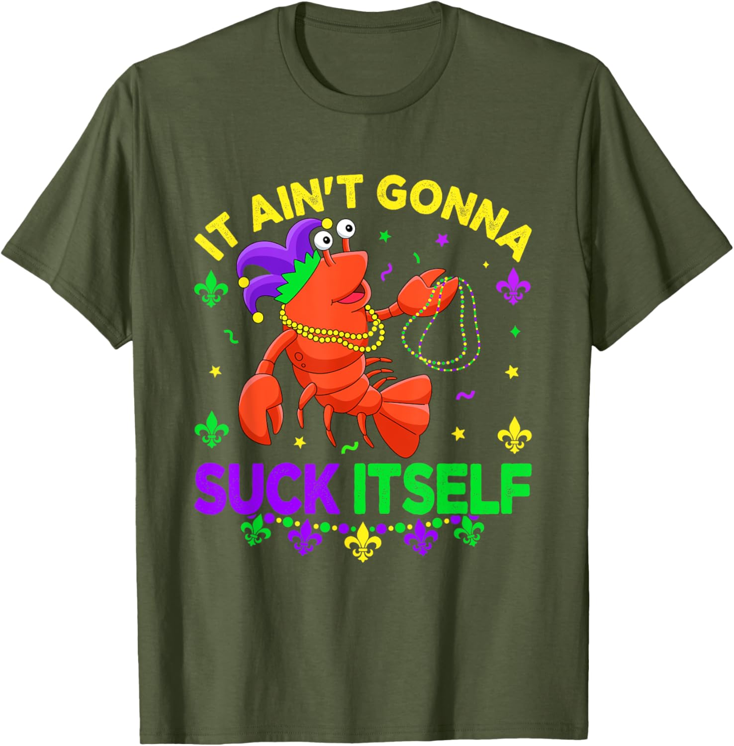 Fun Crawfish Jester Beads Mardi Gras T-Shirt for Festive Celebrations - 13