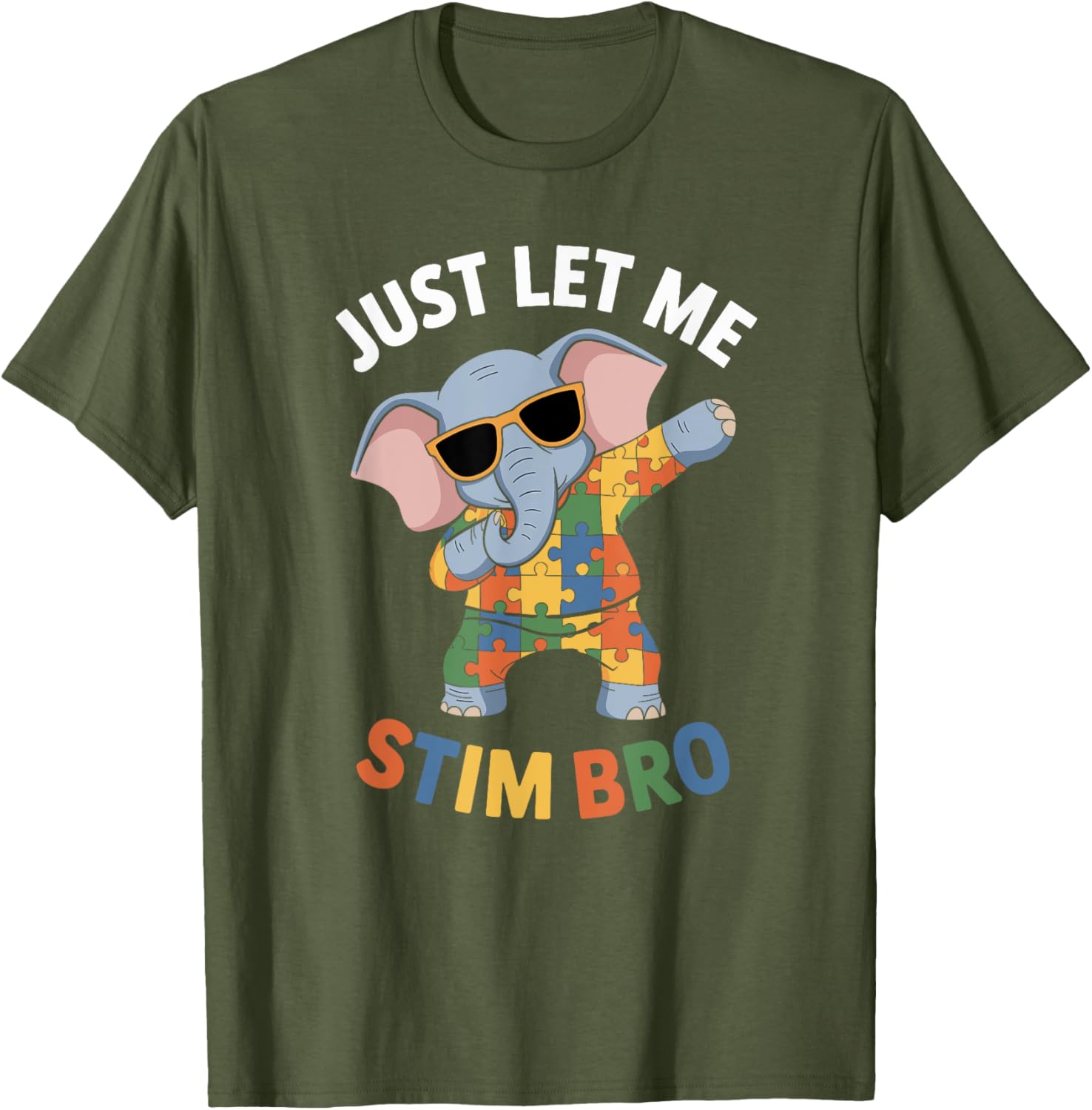 Funny Elephant Autism Awareness Just Let Me Stim Bro T-Shirt for Boys - 25