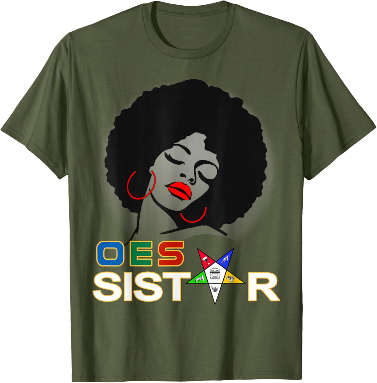 Beautiful Red Afro Earrings and Sistar Eastern Star T-Shirt for Girls - 6