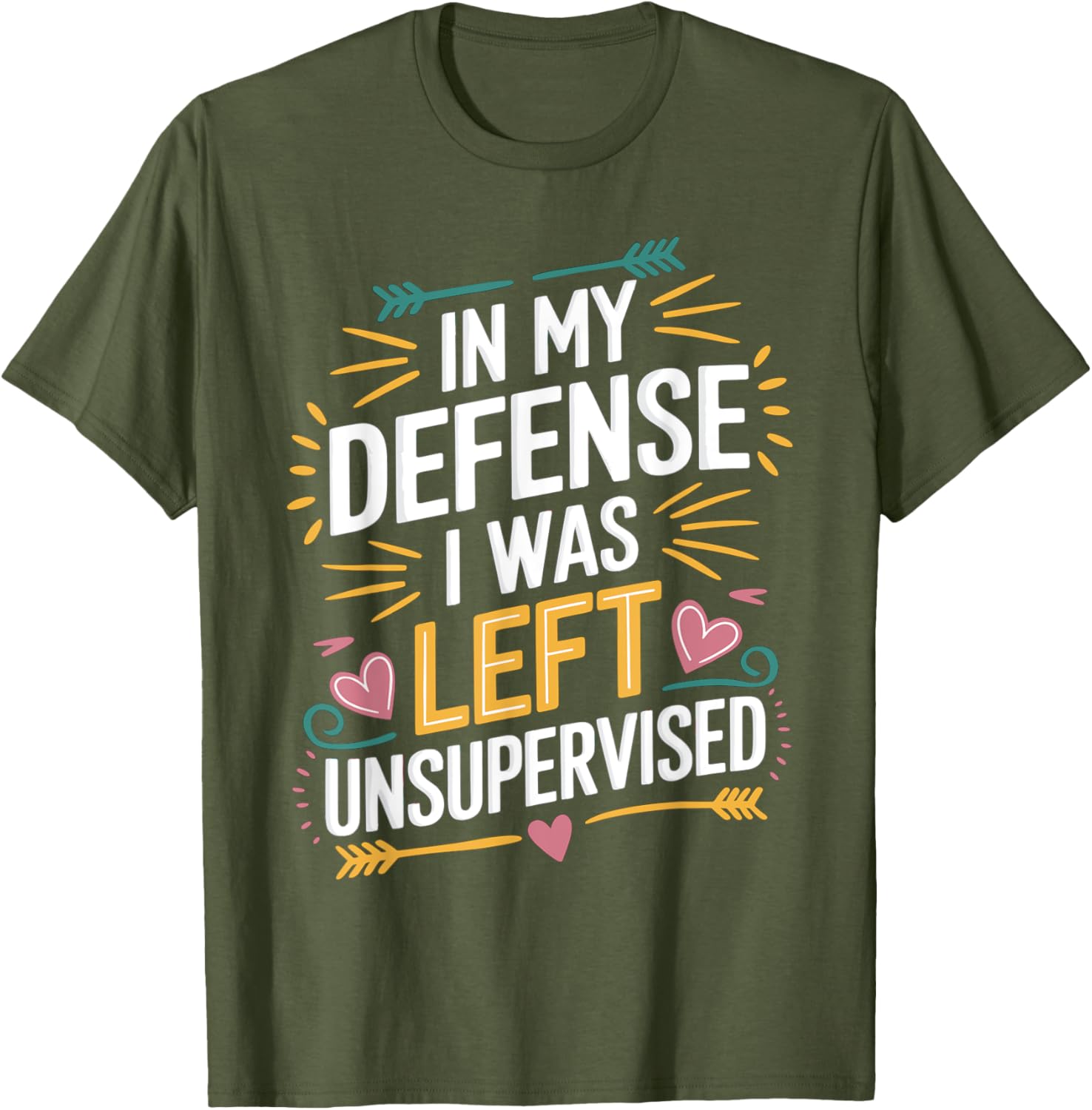 Funny In My Defense I Was Left Unsupervised Vintage Jokes T-Shirt - 1