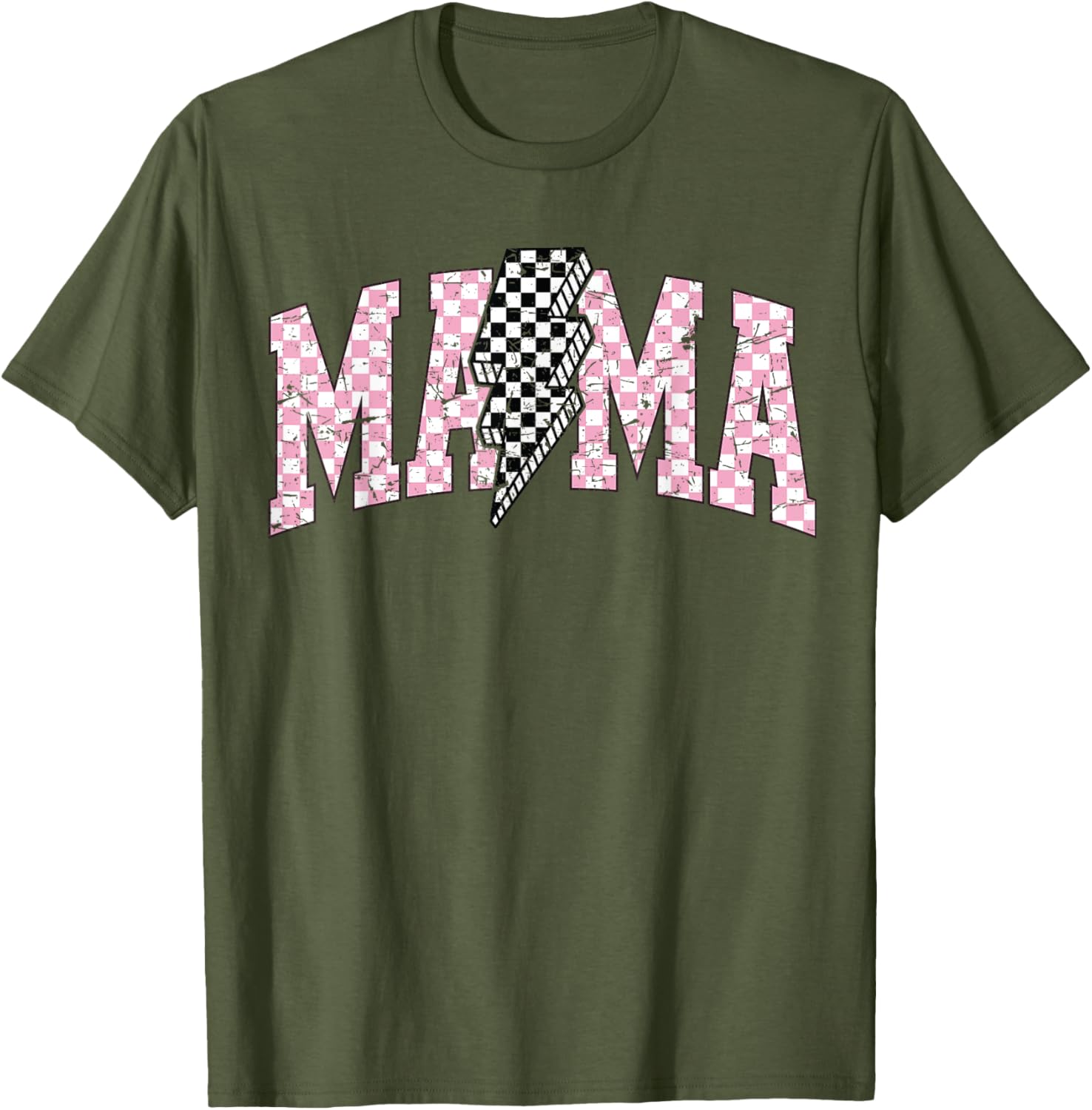 Retro Checkered Bolt Mama T-Shirt for Women, Men, Girls, and Kids - 8