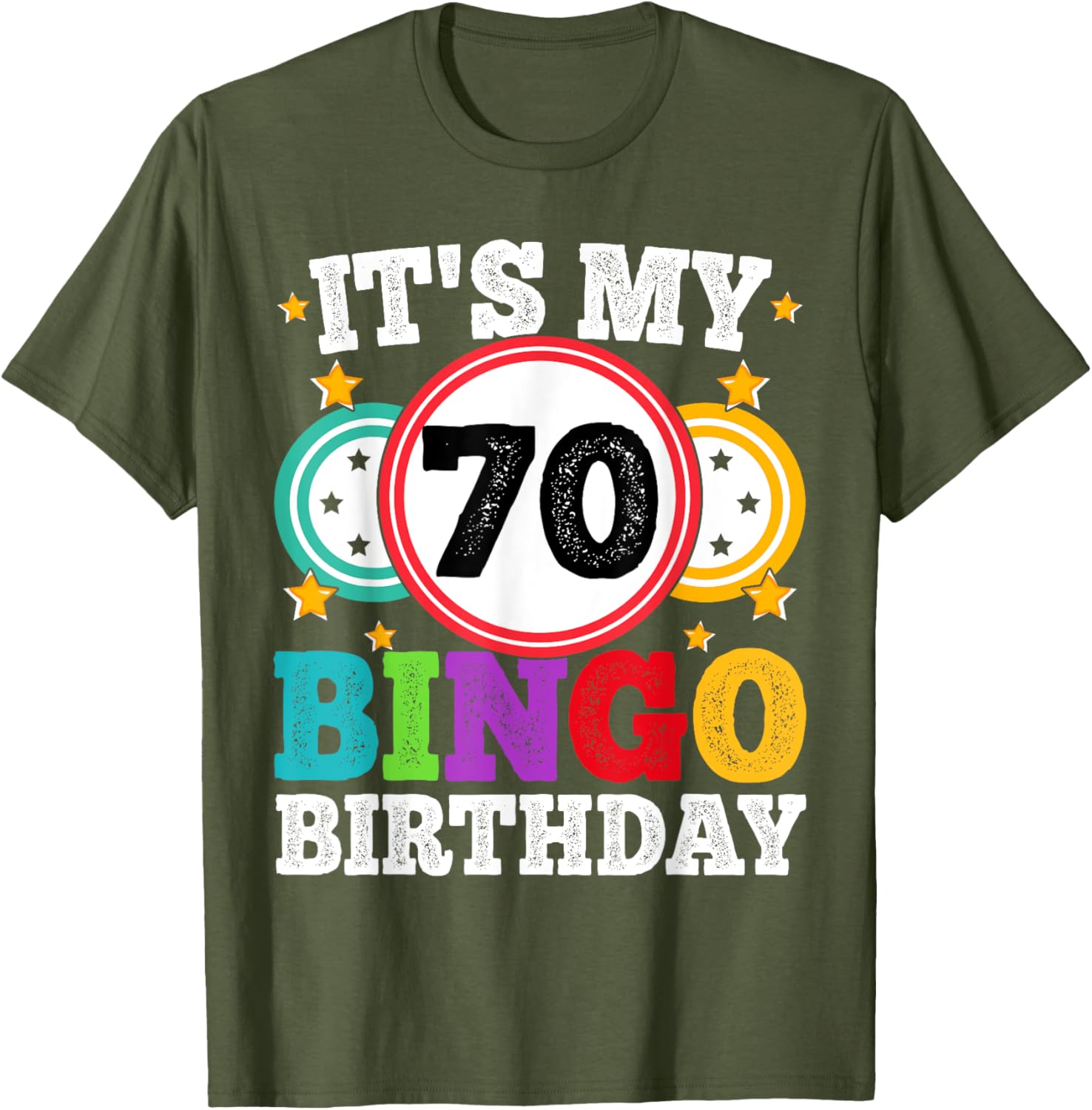 Funny 70th Birthday Bingo T-Shirt for Men and Women Perfect Gift - 4