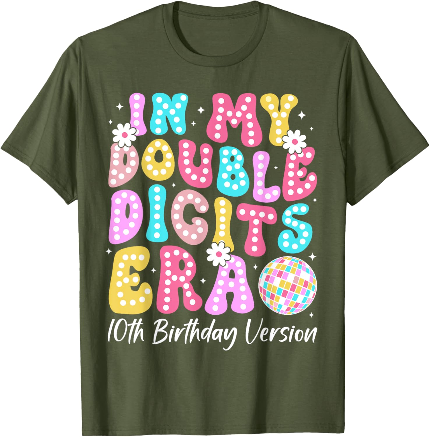 Retro 10th Birthday Girls T-Shirt In My Double Digits Era Design - 5