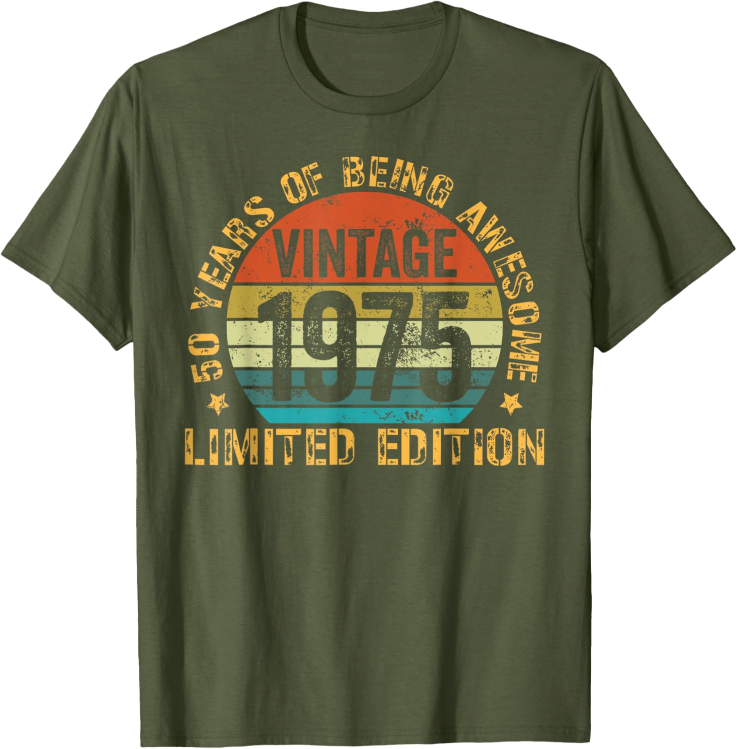 Vintage 50th Birthday T-Shirt for Men Born in 1975 - Celebrate 50 Years - 14