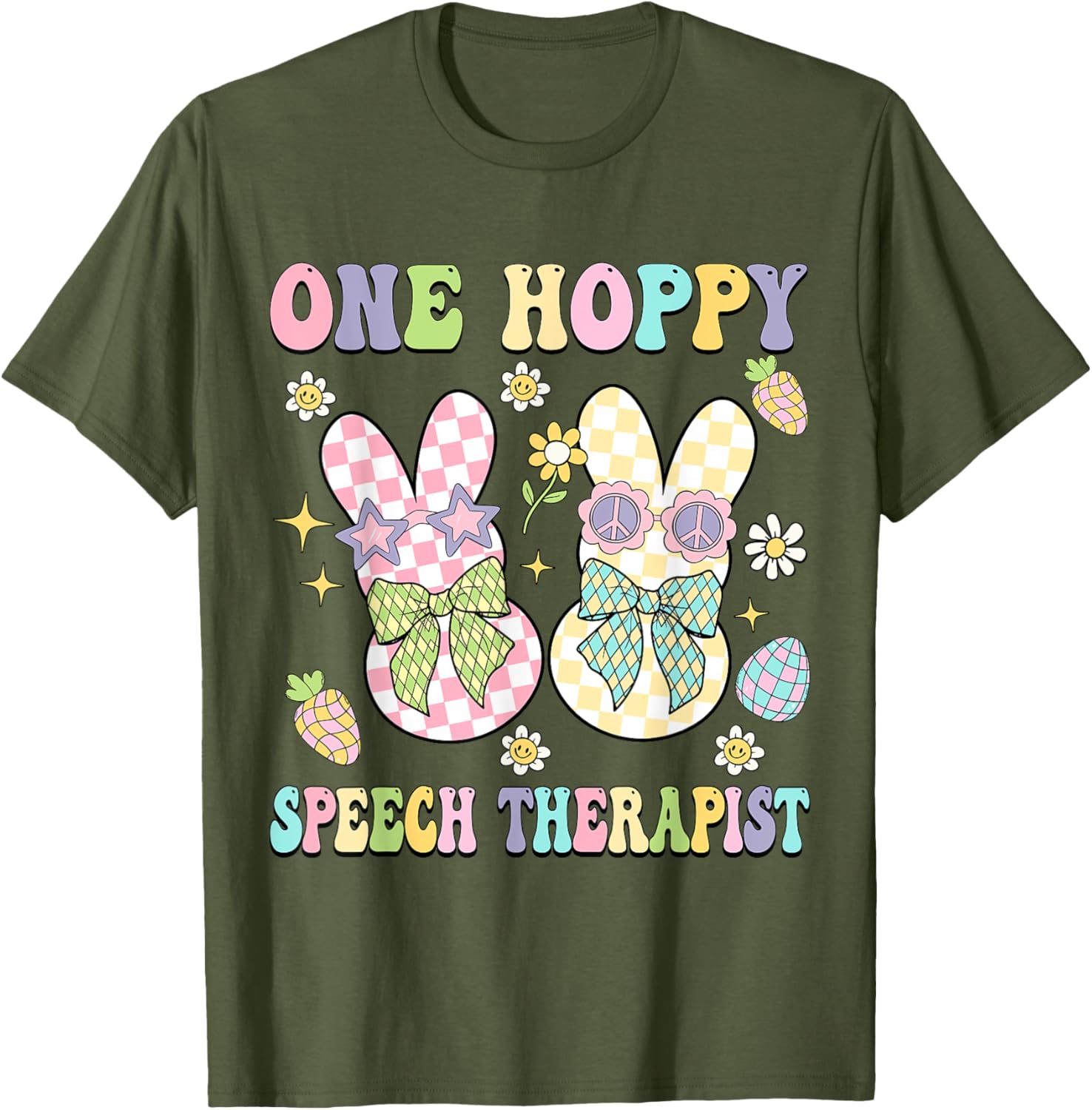 Hoppy Easter Bunny SLP Coquette T-Shirt for Speech Therapists - 9