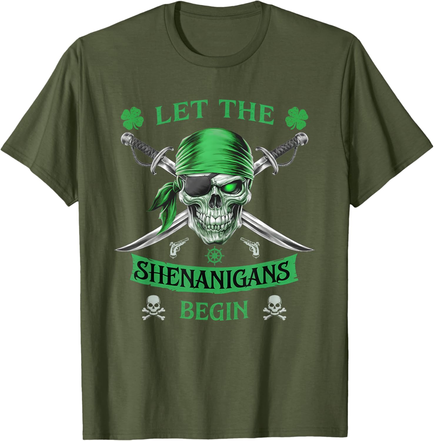 Pirate St Patricks Day Skull T-Shirt for Men Let the Shenanigans Begin - 10