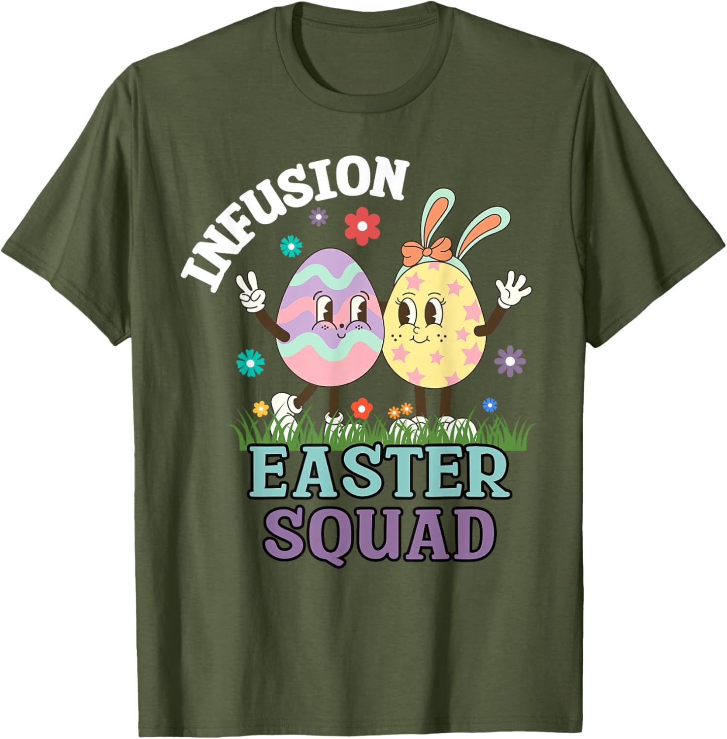 Infusion Nurse Easter Squad Bunny Eggs T-Shirt for Oncology Nurses - 24