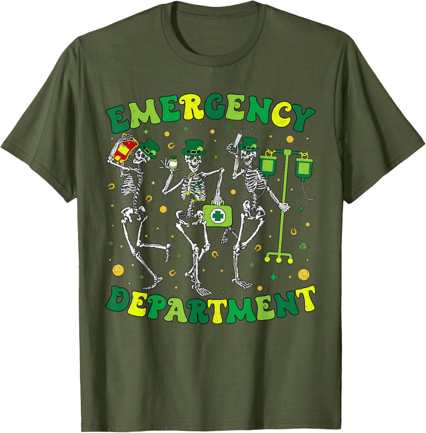 St Patricks Day Skeleton T-Shirt for Emergency Department Fun - 9
