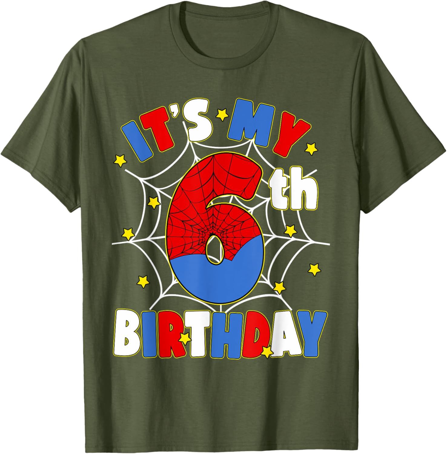 Kids Boys Spider Theme 6th Birthday Party T-Shirt for Fun Celebrations - 26