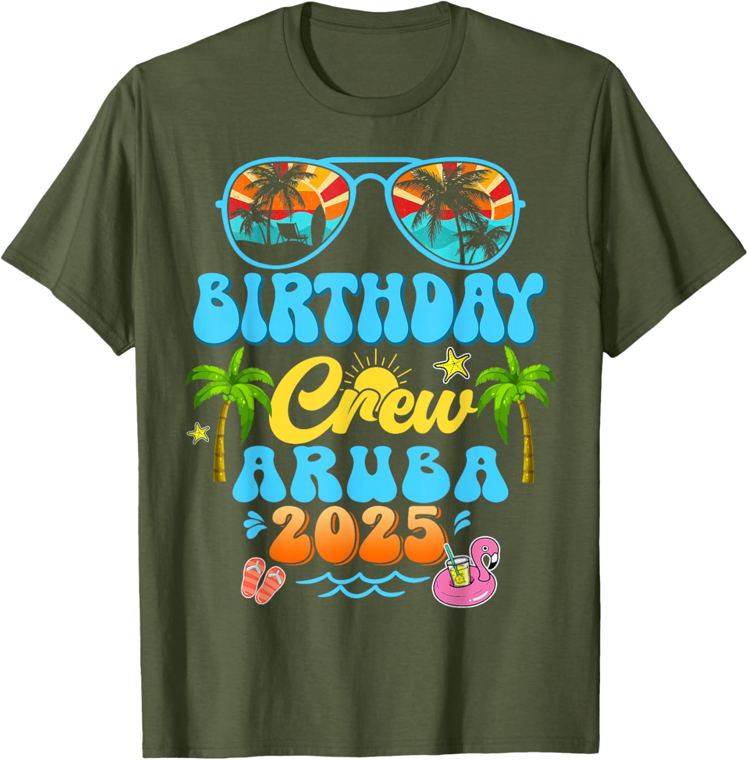 Aruba Birthday Crew Vacation Cruise 2025 Summer Group Trip T-Shirt - 14