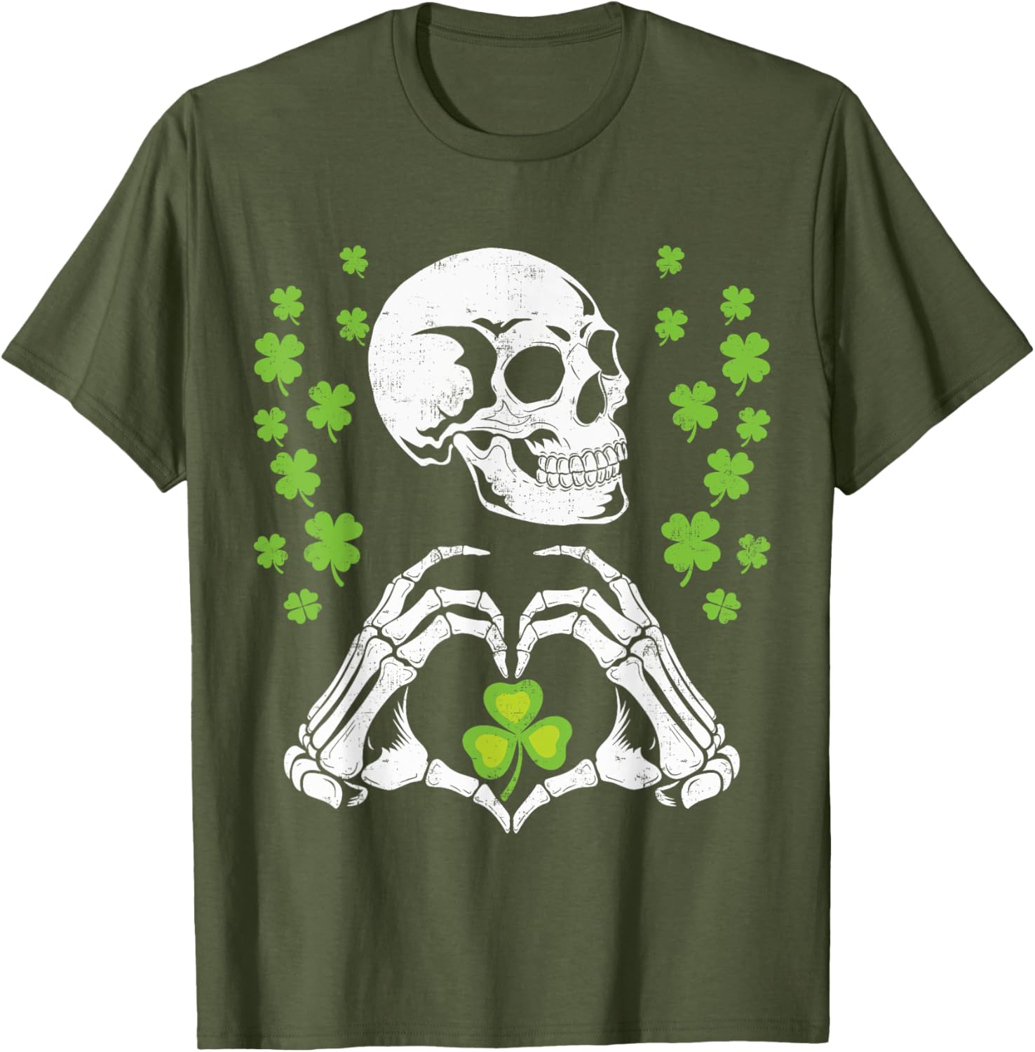 St Patrick's Day Skeleton Skull Heart Shamrock T-Shirt for Festive Fun - 17