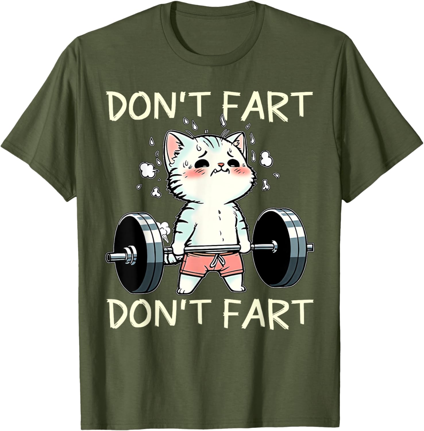Funny Don't Fart Cat Weight Lifting T-Shirt for Fitness Lovers - 7