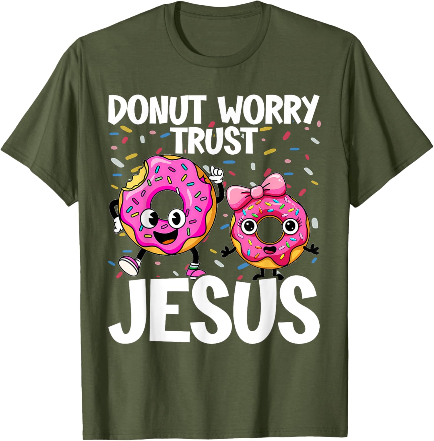 Donut Worry Trust Jesus Funny Christian T-Shirt for Happy Donut Lovers - 8