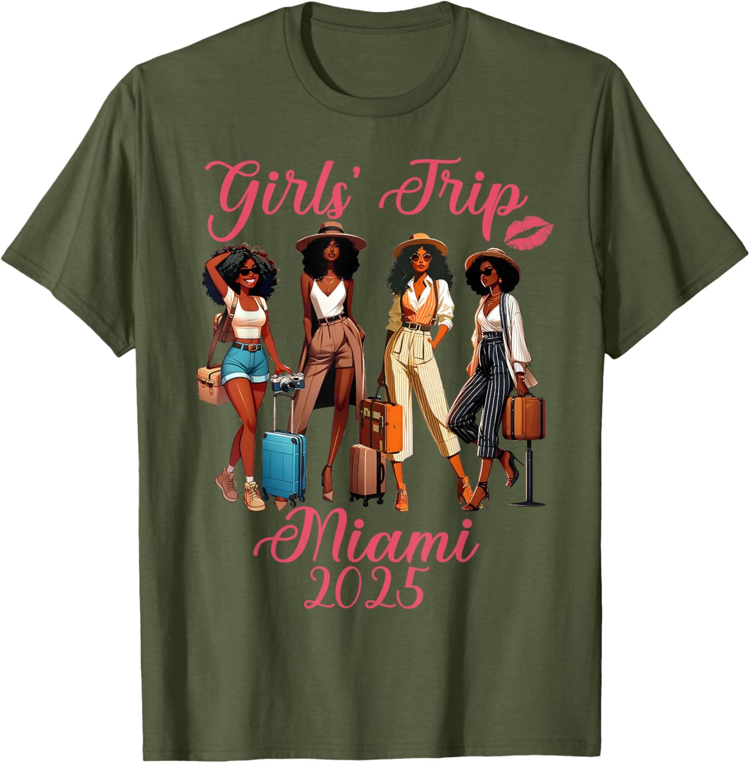 Miami Girls Trip 2025 Birthday Squad T-Shirt for Black Girls Fun Vacation - 3