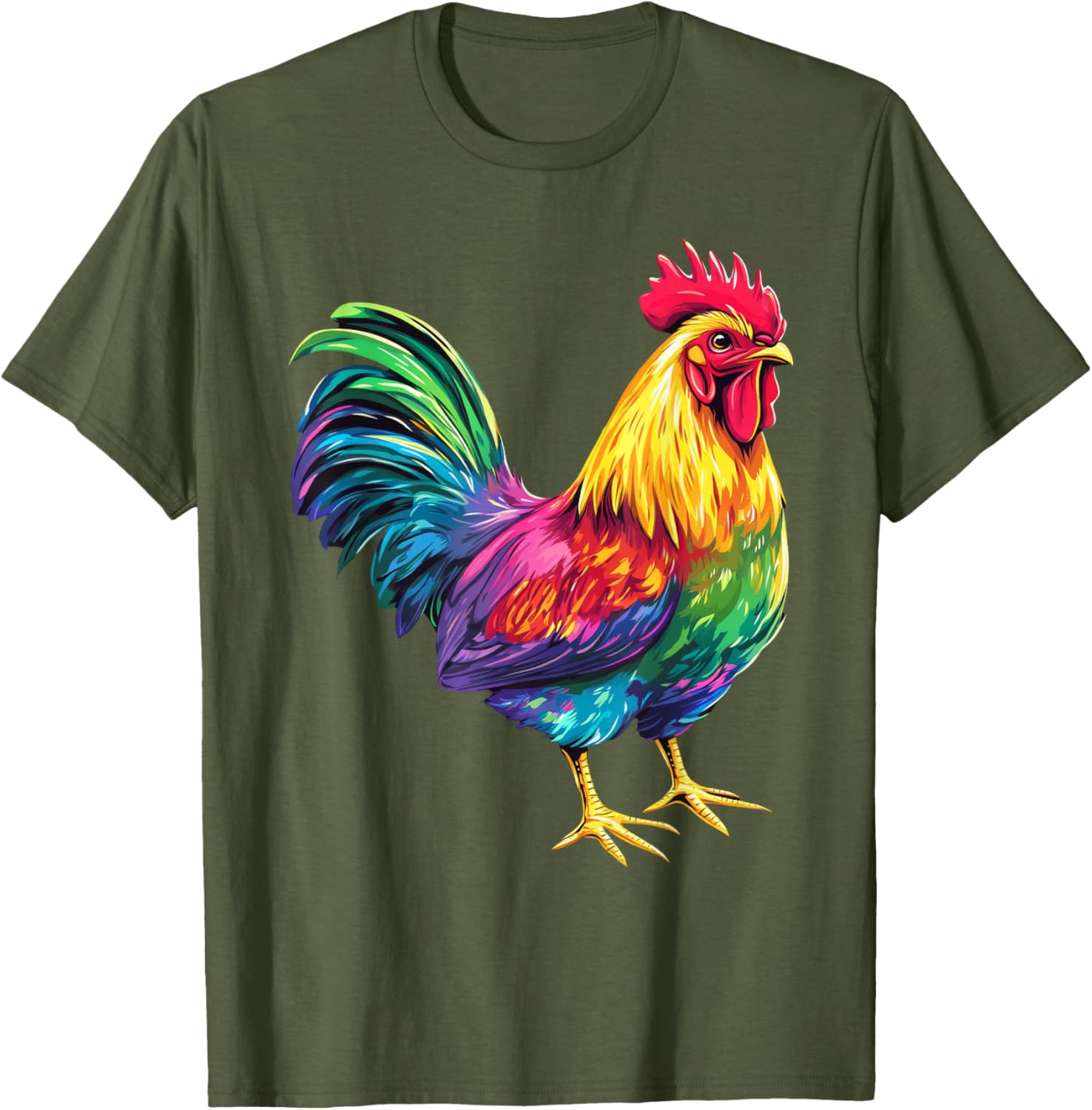 Rainbow Color Chicken Art T-Shirt for Fun and Stylish Outfits - 7