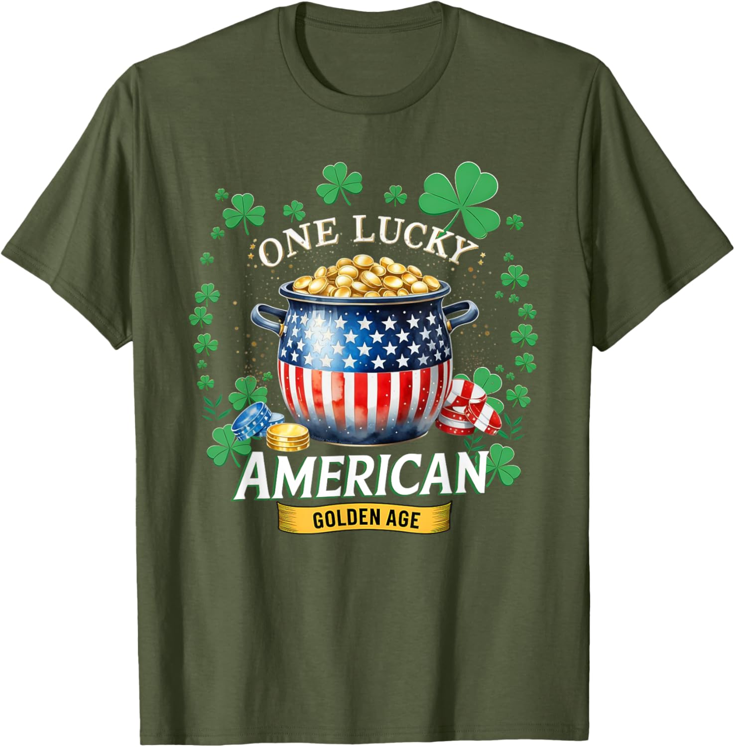 One Lucky American Golden Age Patriotic St. Patrick's Day T-Shirt - 4