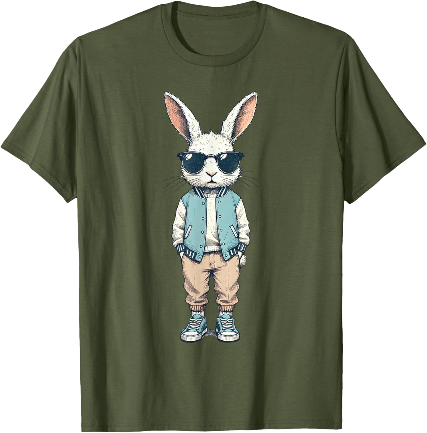 Boys Easter Bunny Rabbit T-Shirt with Sunglasses for Kids and Men - 15