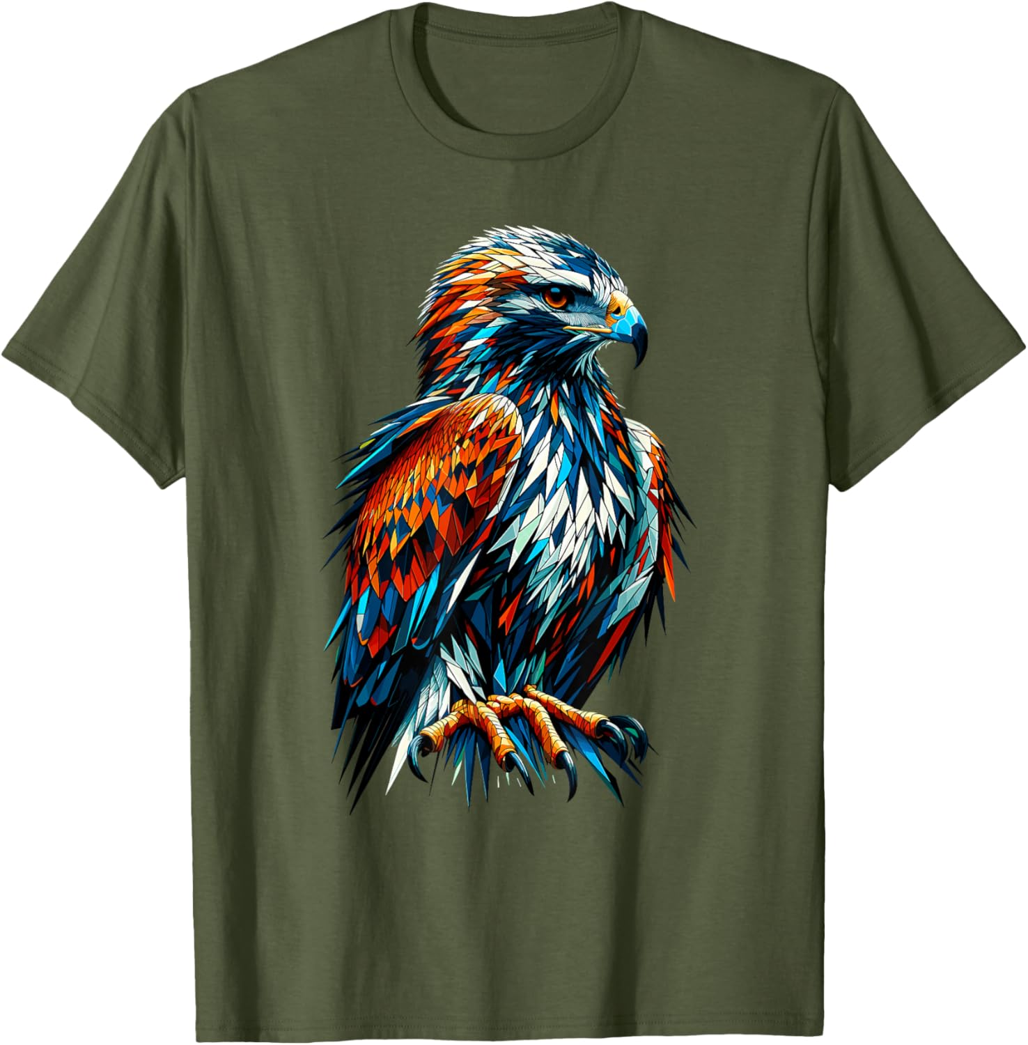Polygon Art Hawk T-Shirt for Bird Lovers - Unique and Stylish Design - 28