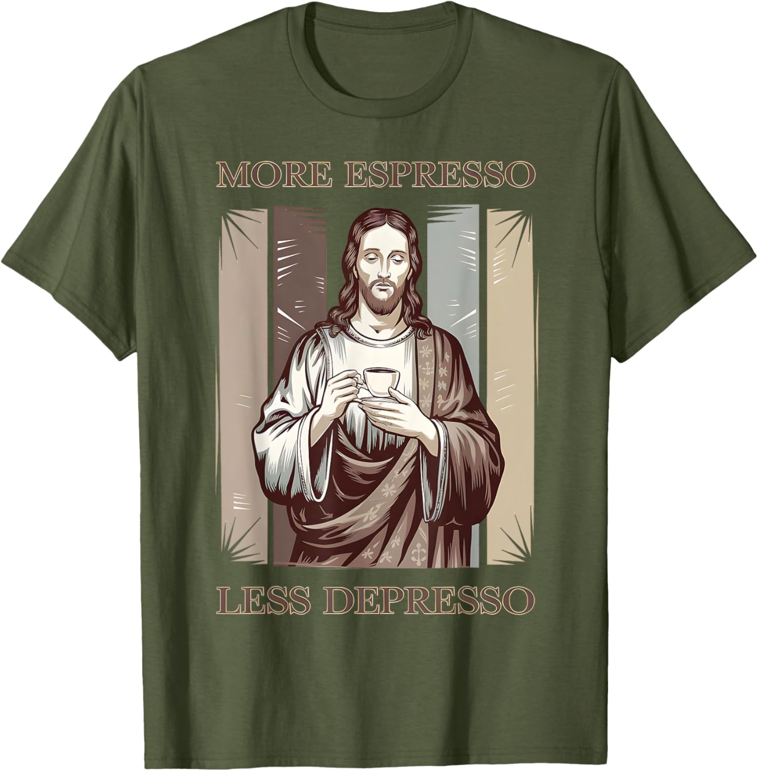 Jesus More Espresso Less Depresso Retro Coffee Lover T-Shirt - 17