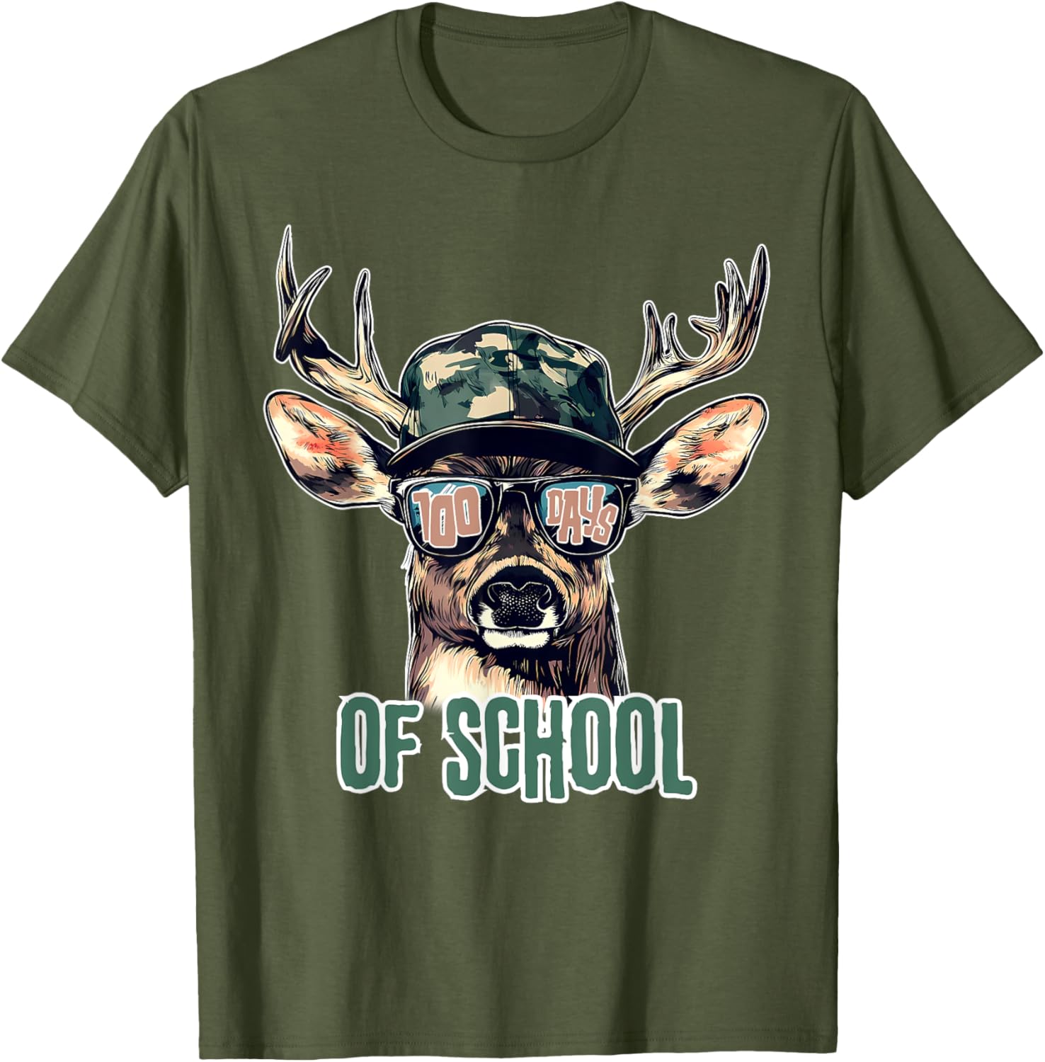 Bucked 100 Days of School Deer Hunting T-Shirt for Kids and Teens - 3