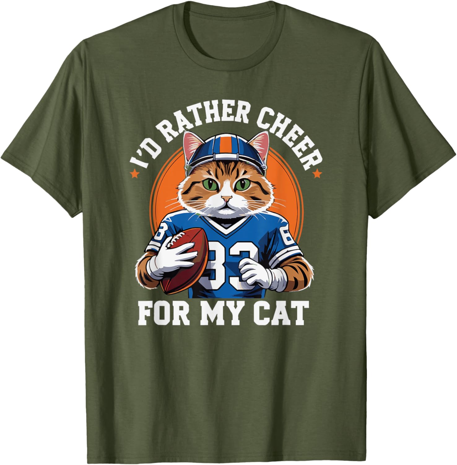 Funny I'd Rather Cheer for My Cat T-Shirt for Anti Football Lovers - 12