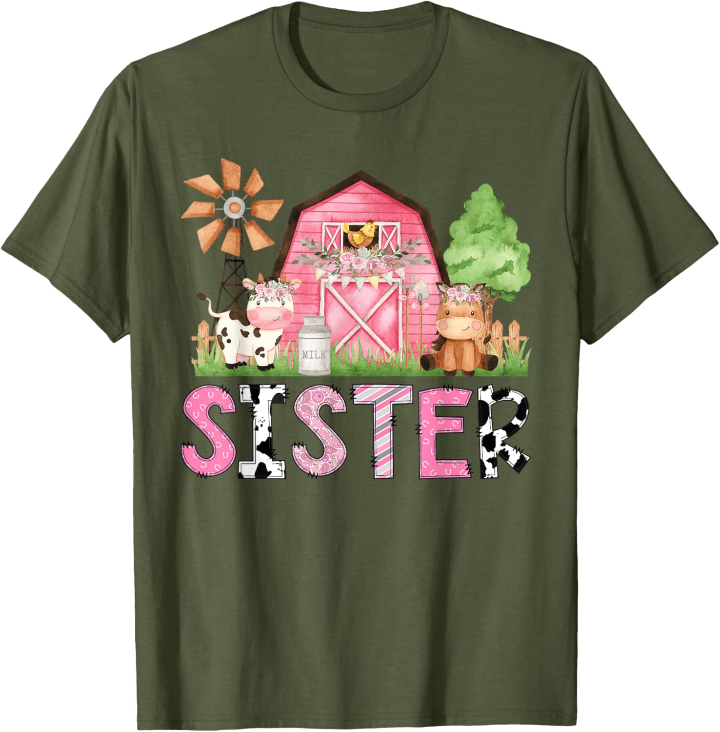 Sister Pink Farm Animal Birthday Matching Family T-Shirt for Kids - 13
