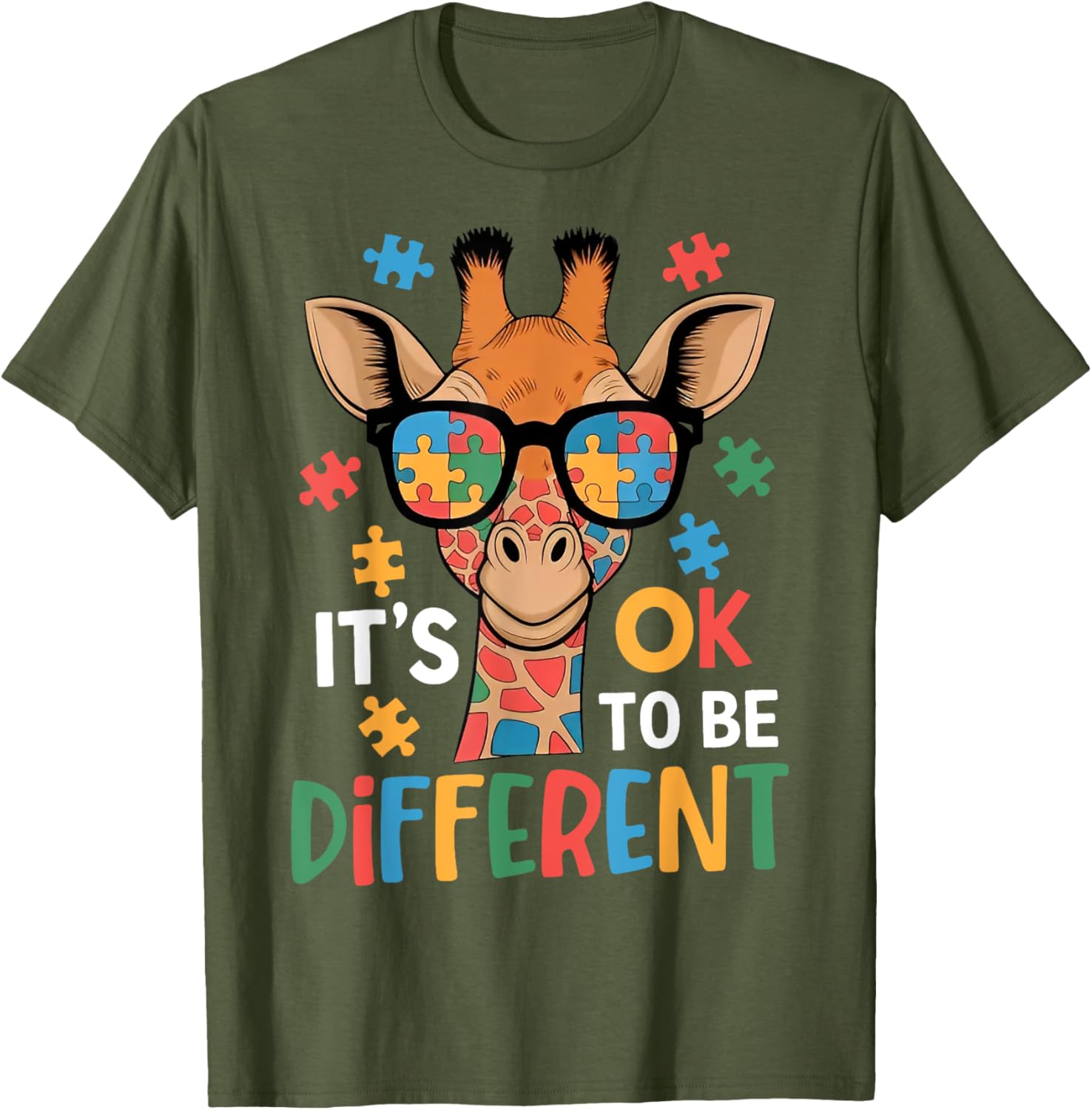 It's Okay to Be Different Giraffe Autism Awareness T-Shirt for Kids - 15