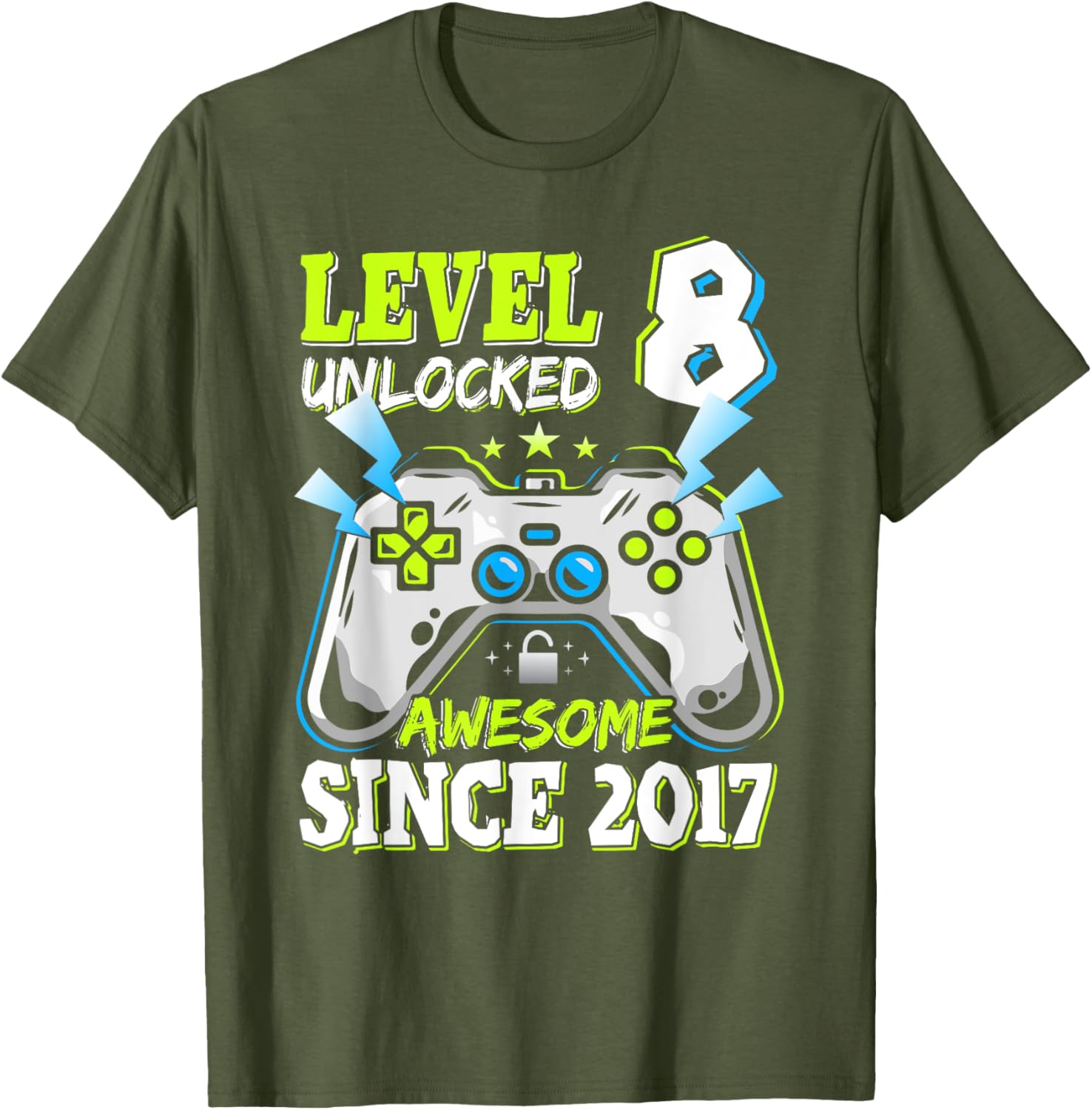 Level 8 Unlocked 2017 Video Game Birthday T-Shirt for Boys - 10