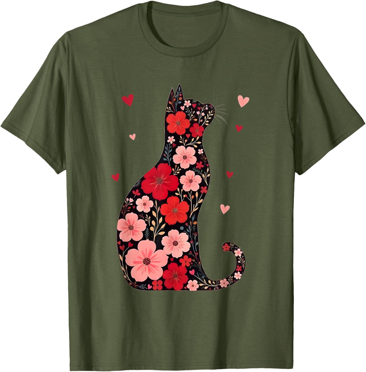 Happy Meowentine's Day Floral Cat T-Shirt for Women - Cute Valentine's Gift - 3
