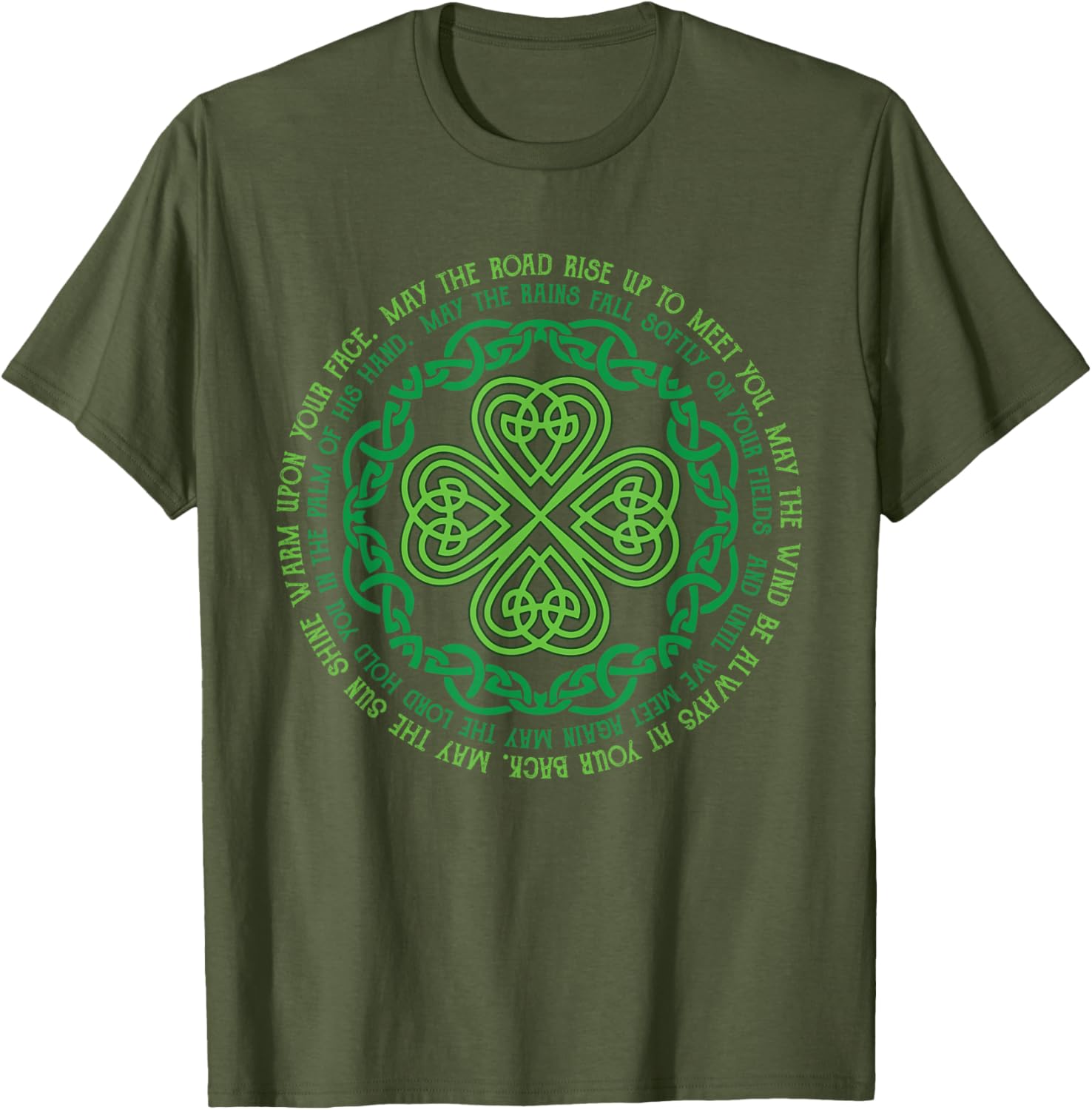 Irish Blessing T-Shirt with Celtic Knot and 4-Leaf Clover Design - 8