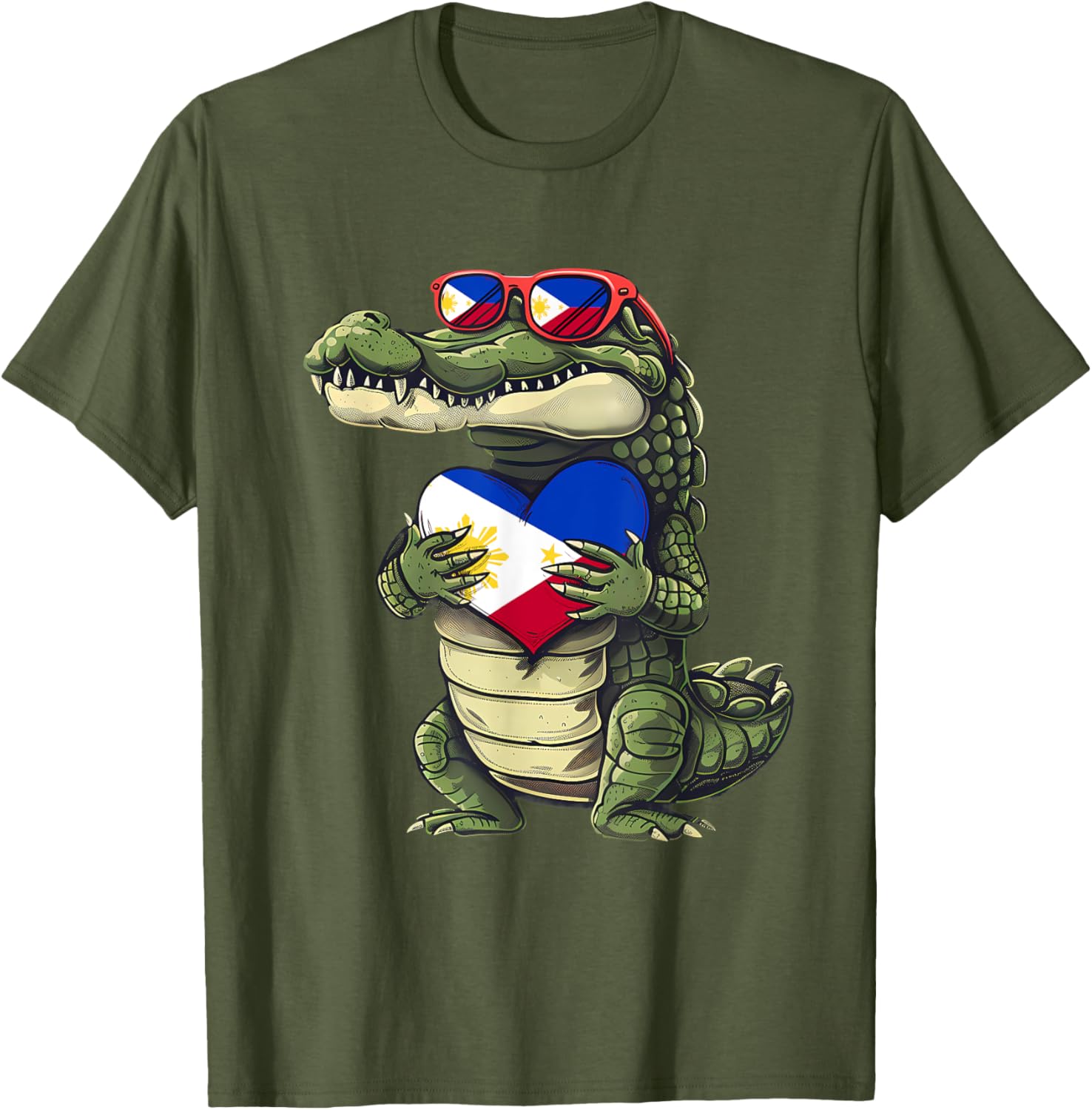 Philippines Crocodile Heart T-Shirt with Filipino Flag - Pilipinas Pride - 7