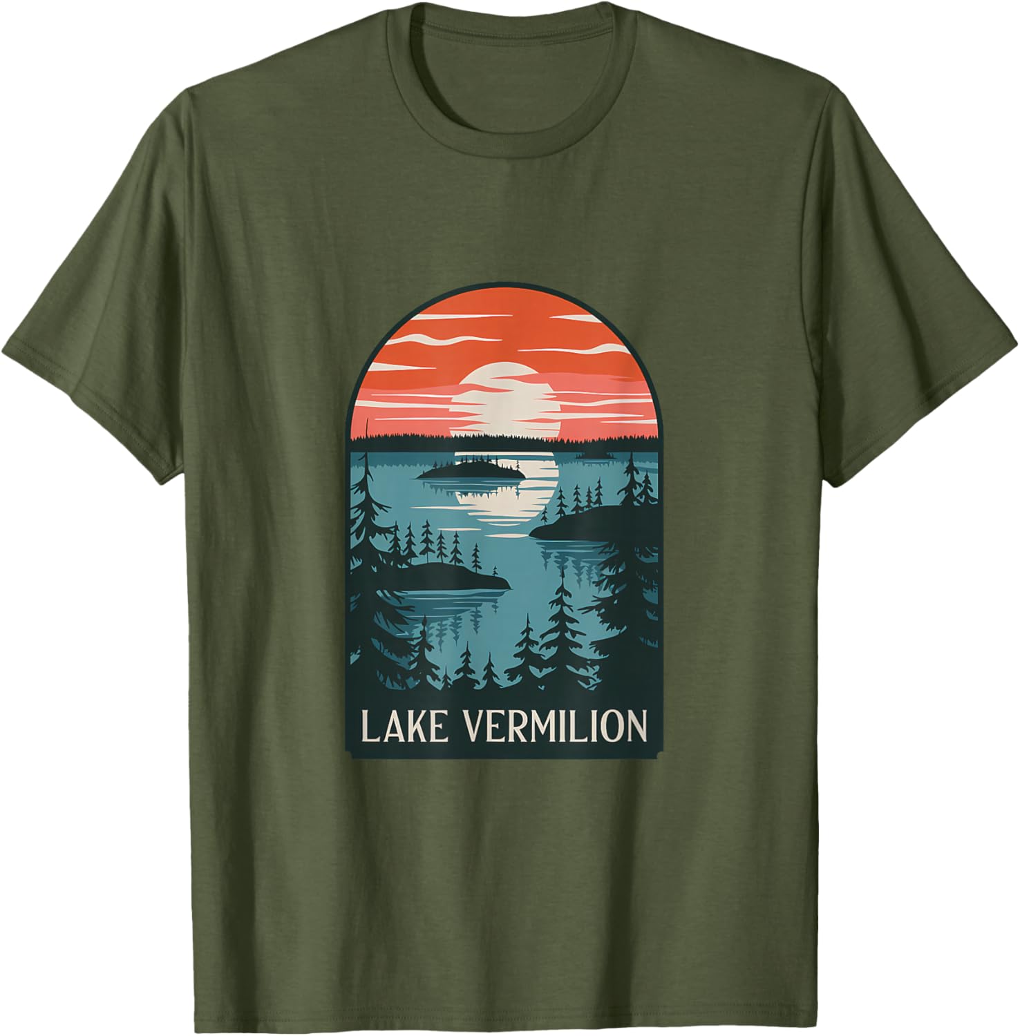 Lake Vermilion Sunset Reflection T-Shirt for Nature Lovers and Adventurers - 28