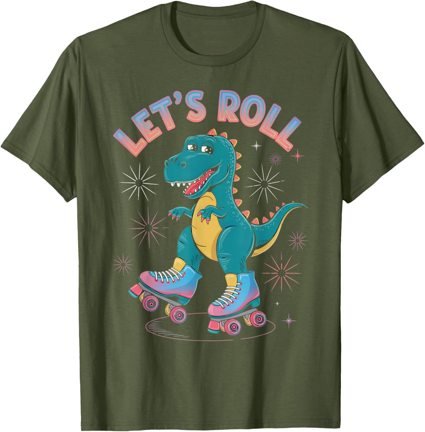 Dinosaur Roller Skates Women's T-Shirt Perfect for Roller Skating Parties - 8
