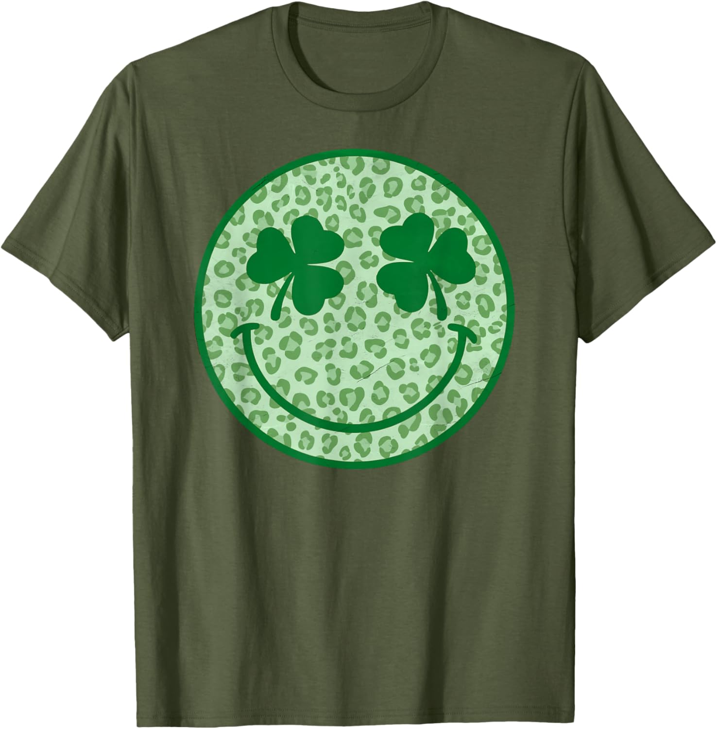 Smile Happy St Patricks Day Retro Shamrock Leopard T-Shirt for Fun Style - 21