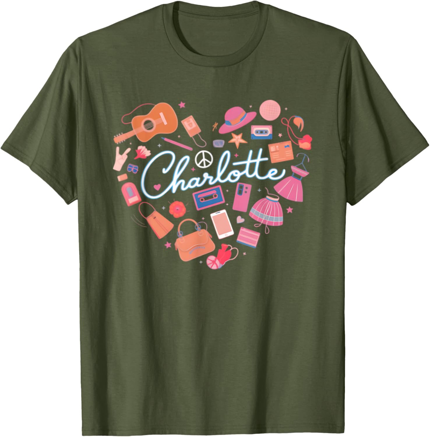 Personalized Charlotte Retro Heart T-Shirt for Girls - Cute Fashion Wear - 7