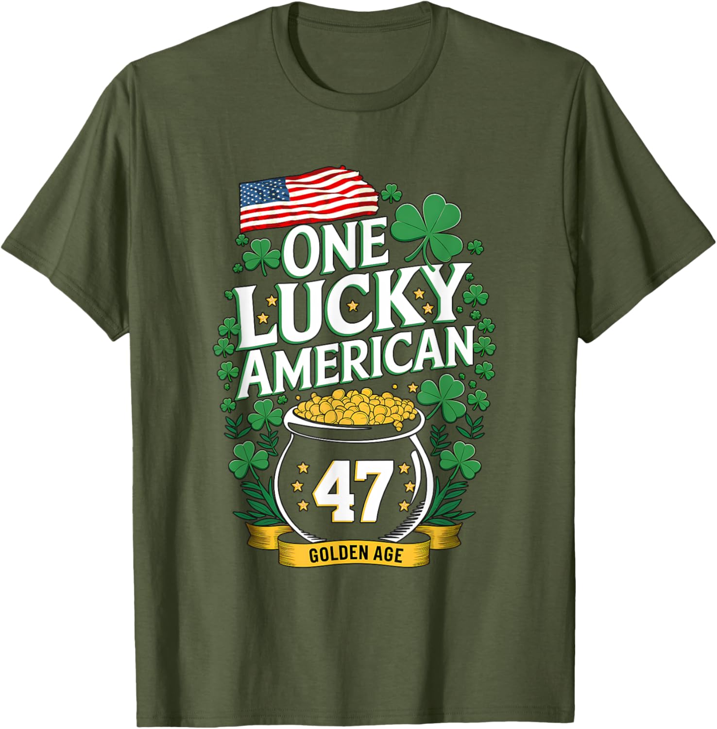 One Lucky American Golden Age St. Patrick's Day T-Shirt for All Ages - 9