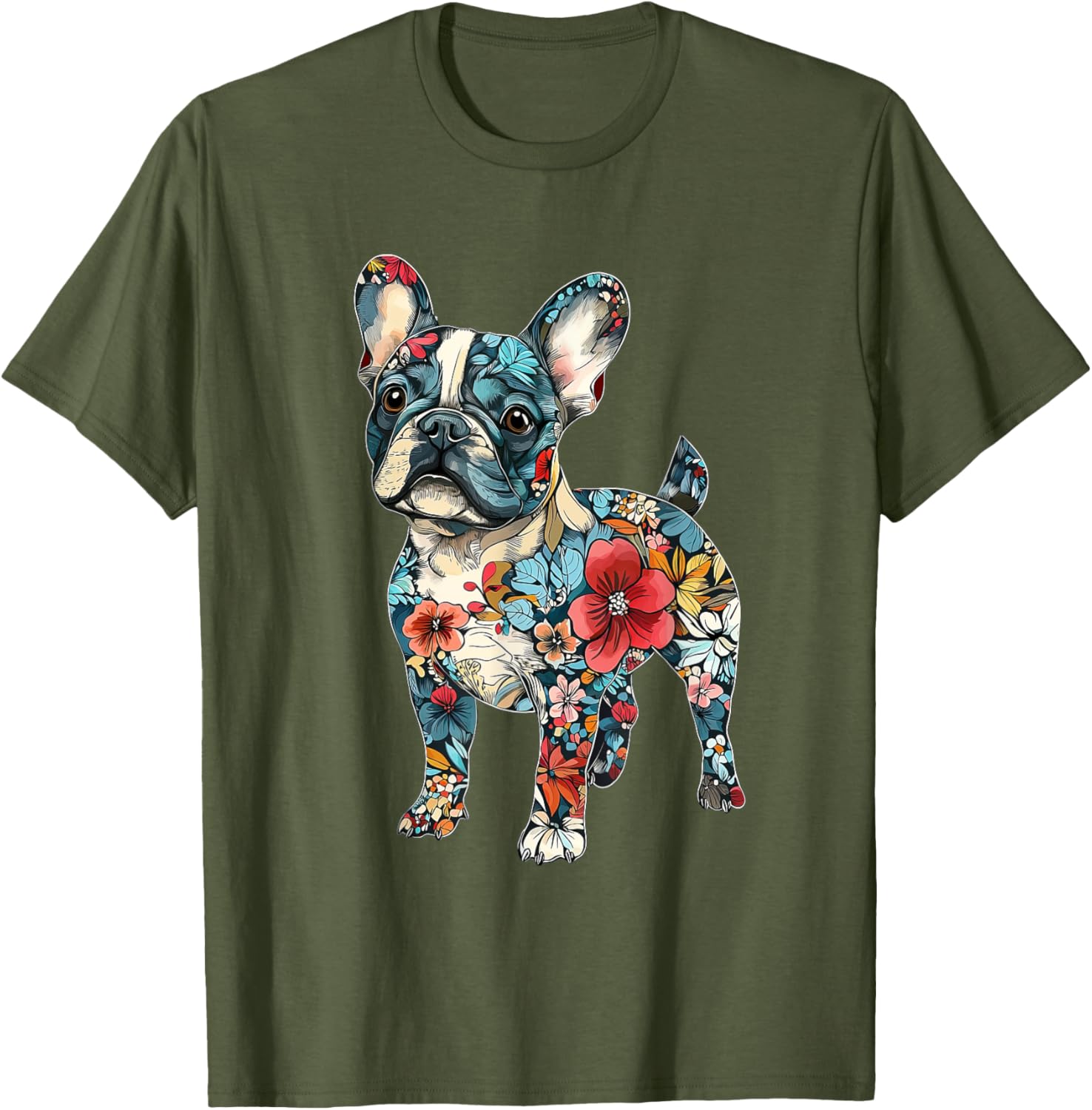 Cute French Bulldog Flower T-Shirt for Men, Women, Girls, and Kids - 13