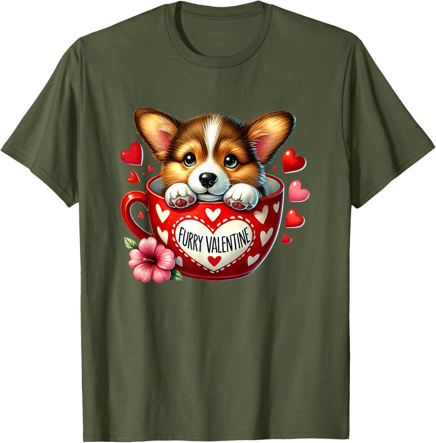 Furry Valentine Corgi Puppy Love T-Shirt for Dog Lovers and Friends - 12
