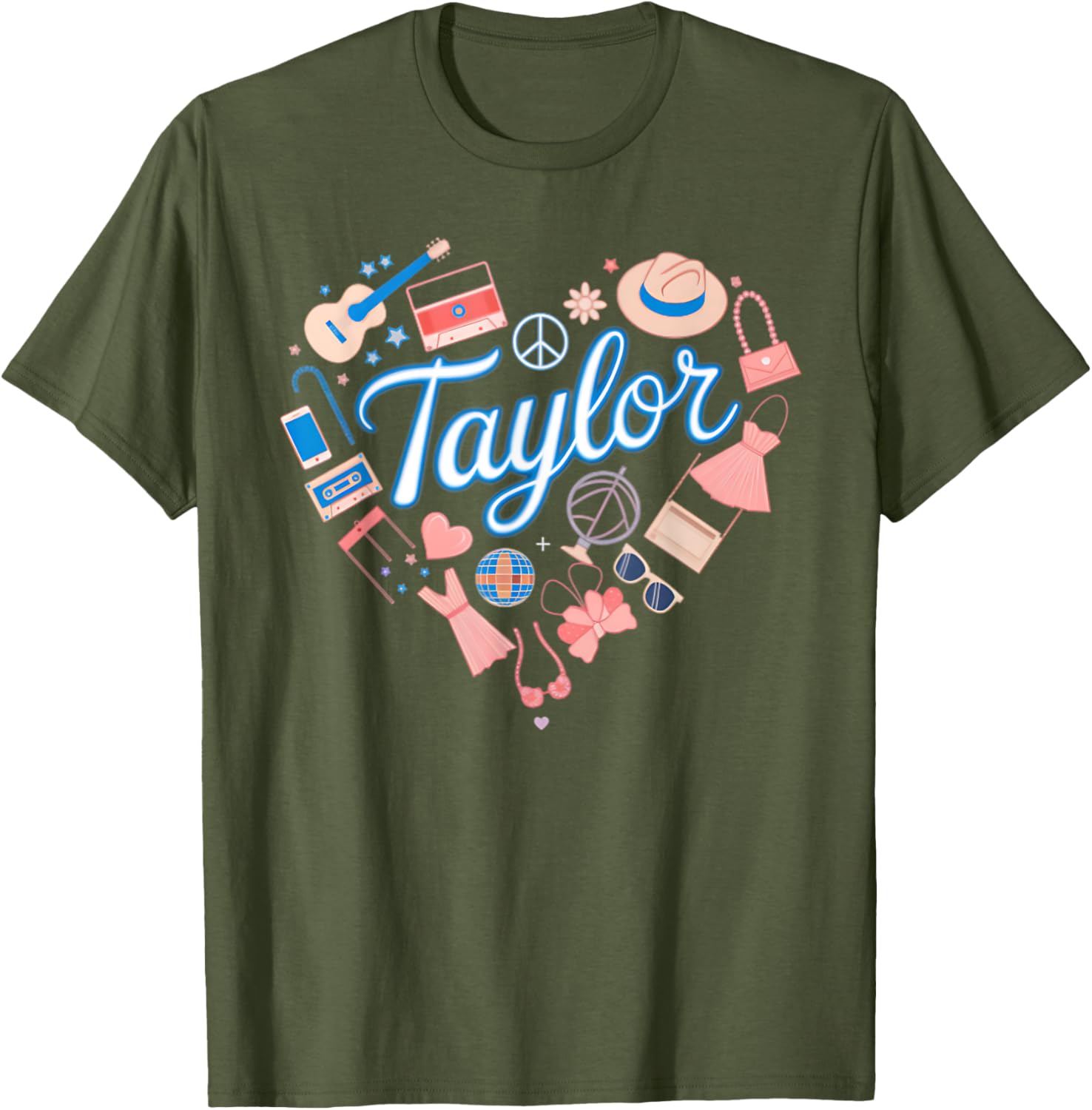 Personalized Girl Retro Heart T-Shirt with Taylor Name for Stylish Kids - 2