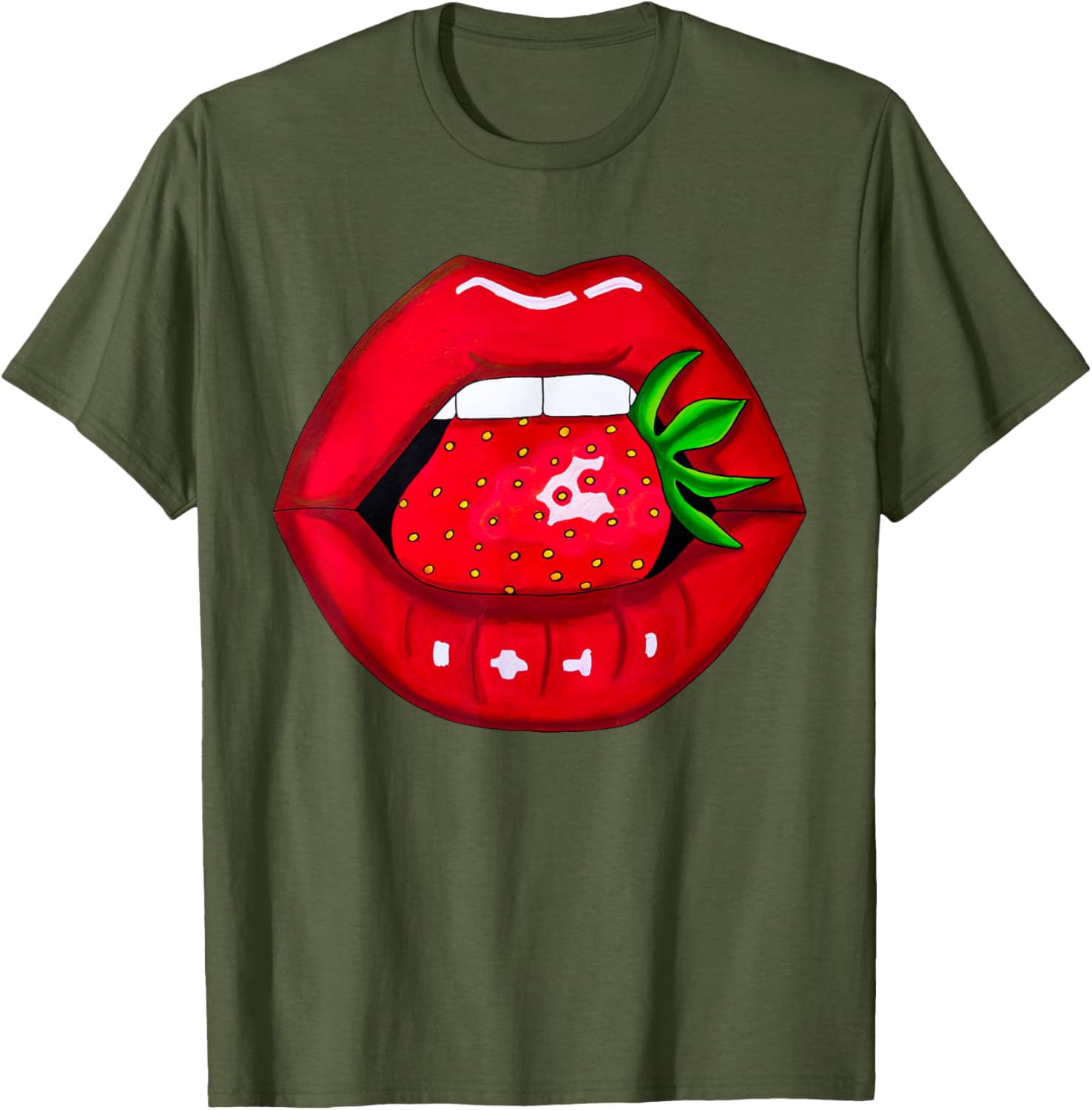 Sexy Strawberry Lips Red Lipstick Women's T-Shirt for Fun Fashion - 5