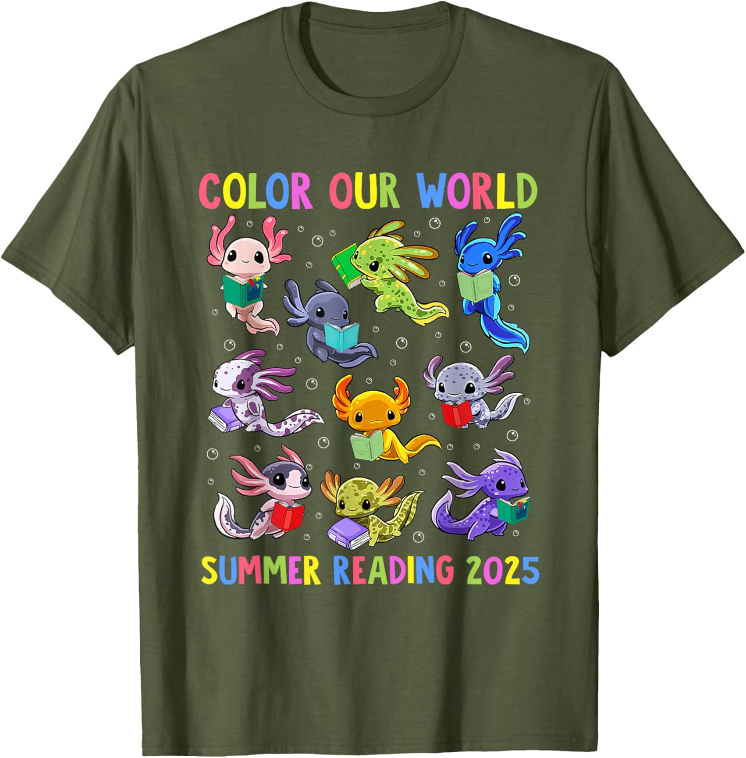 Color Our World Axolotl Summer Reading 2025 T-Shirt for Fun Adventures - 20