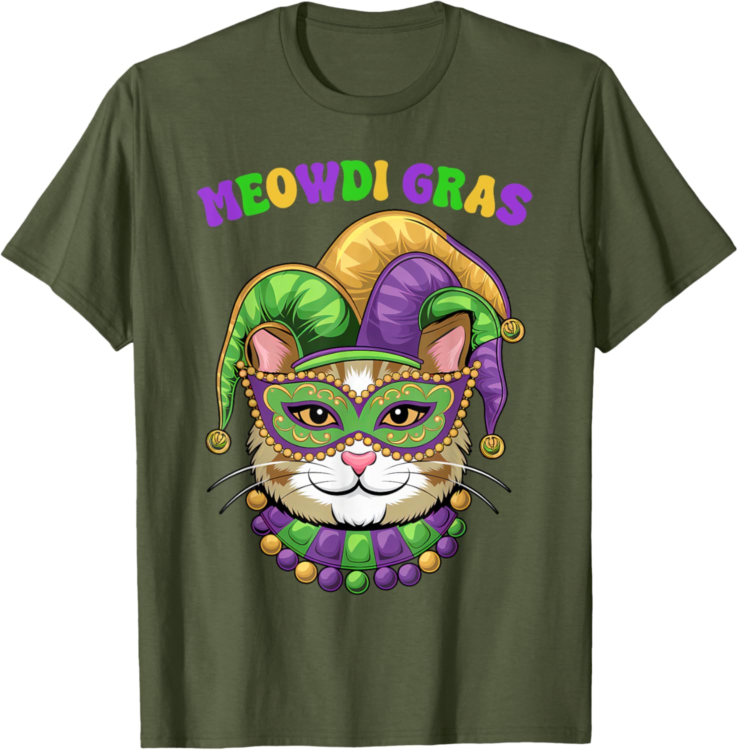 Meowdi Gras Mardi Gras Cat Lover T-Shirt New Orleans Style Fun Apparel - 2
