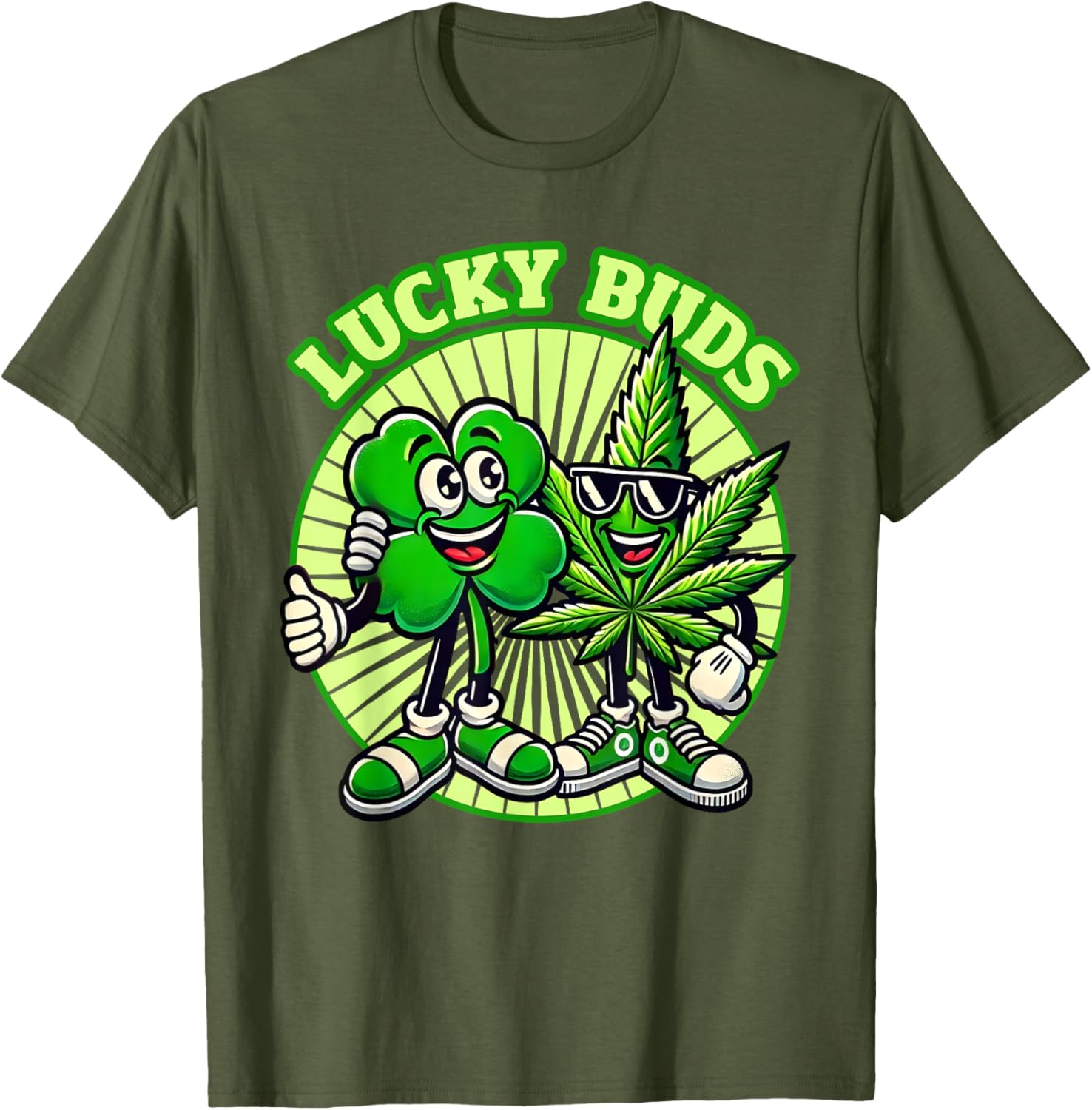 Lucky Buds St. Patrick's Day Retro Clover Weed T-Shirt for High Spirits - 8