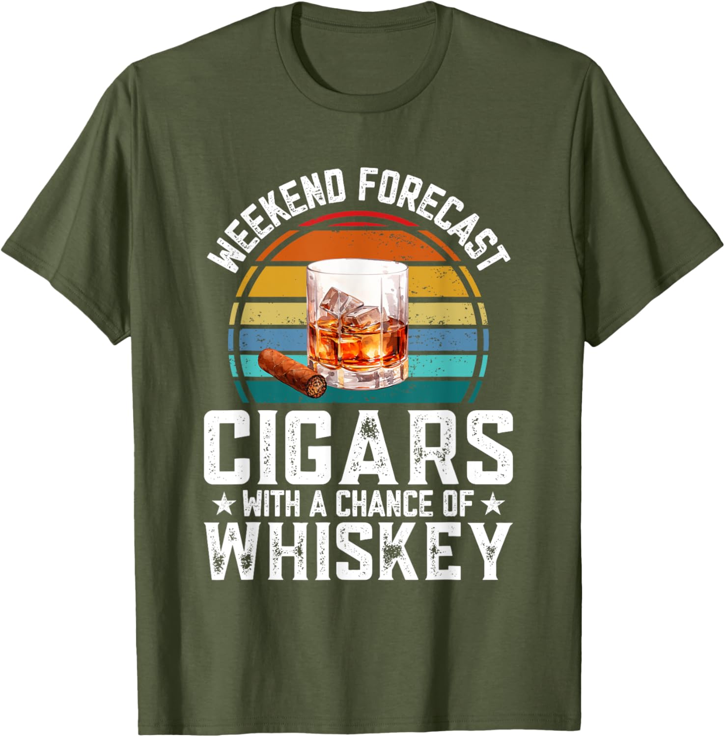 Bourbon Weekend Forecast Cigars T-Shirt with Whiskey Vibes for Relaxation - 3