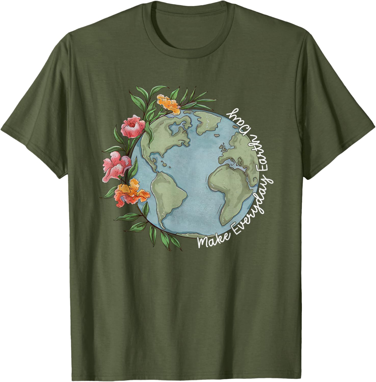 Beautiful Floral Planet T-Shirt for Everyday Earth Day Celebration - 13